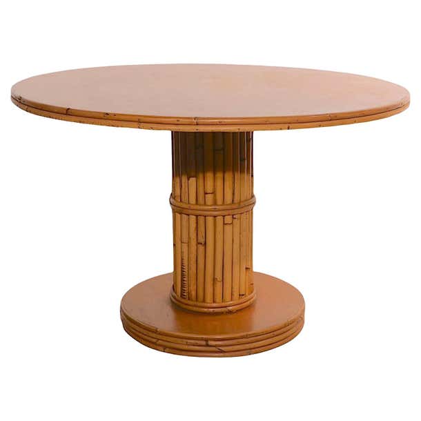 Mid-Century Circular Bamboo Coffee Table by Ficks Reed For Sale at ...