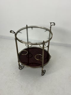 Mid-century Circular Brass Cart with swivel wheels, 1950s