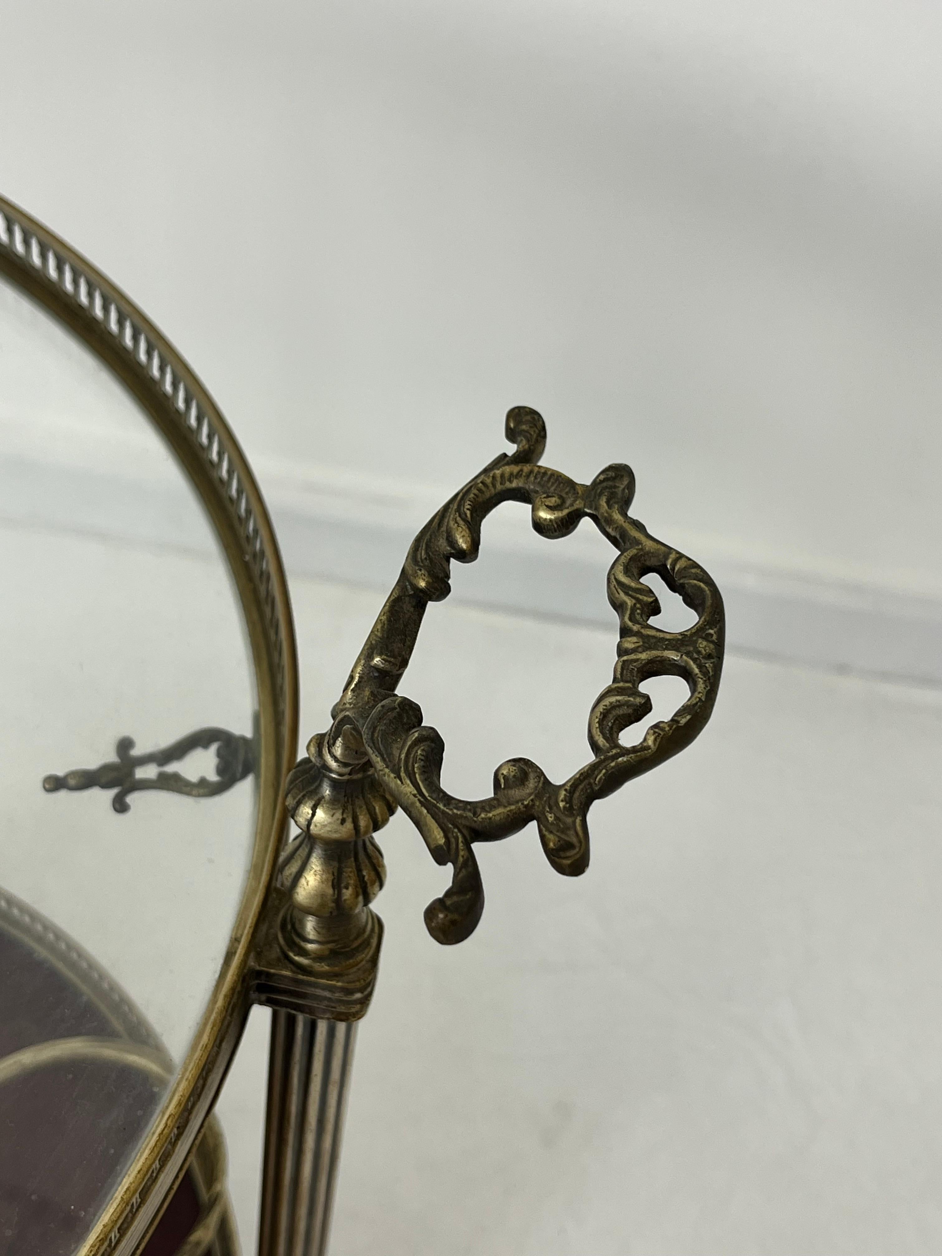 Mid-century Circular Brass Cart with swivel wheels, 1950s For Sale 1