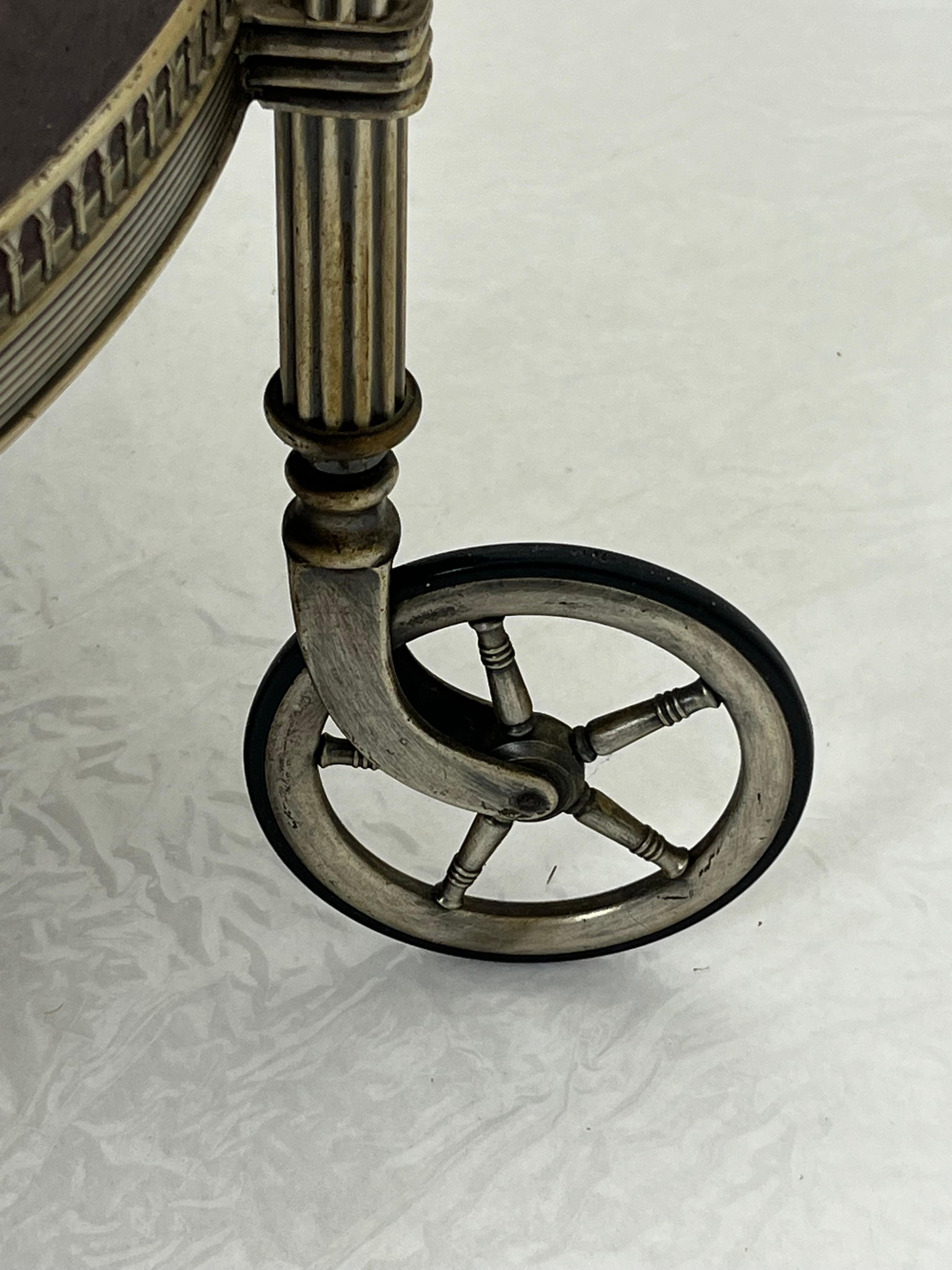 Mid-century Circular Brass Cart with swivel wheels, 1950s For Sale 2