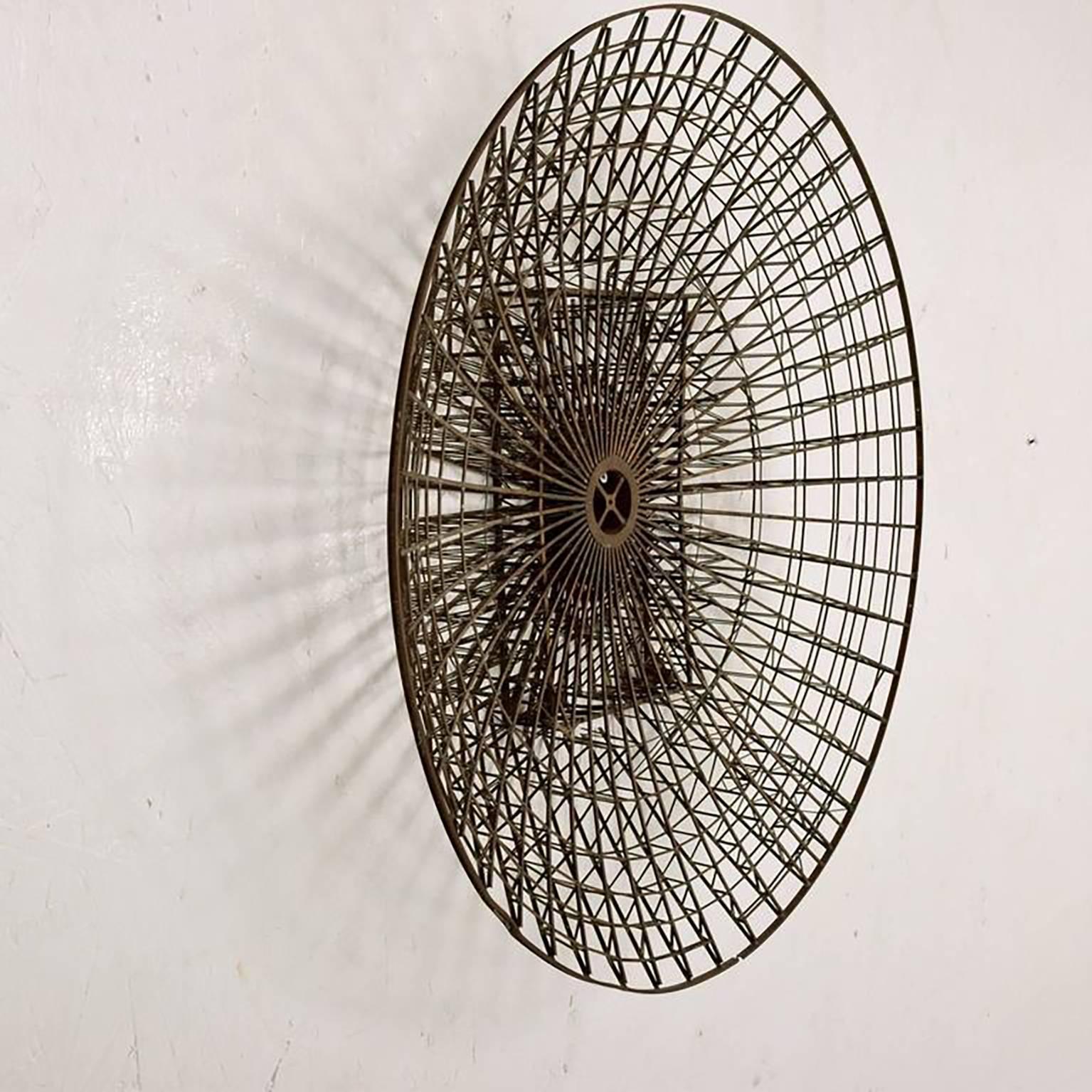 1960s Abstract Modern Intricate Circular Brass Wall Sculpture In Good Condition In Chula Vista, CA