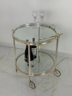 Mid-century Circular Chrome-Plated Brass Bar Cart, 1960s