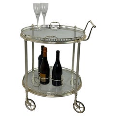 Mid-century Circular Chrome-Plated Brass Bar Cart, 1960s