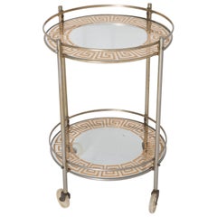 Mid Century Circular Greek Key Bar Cart