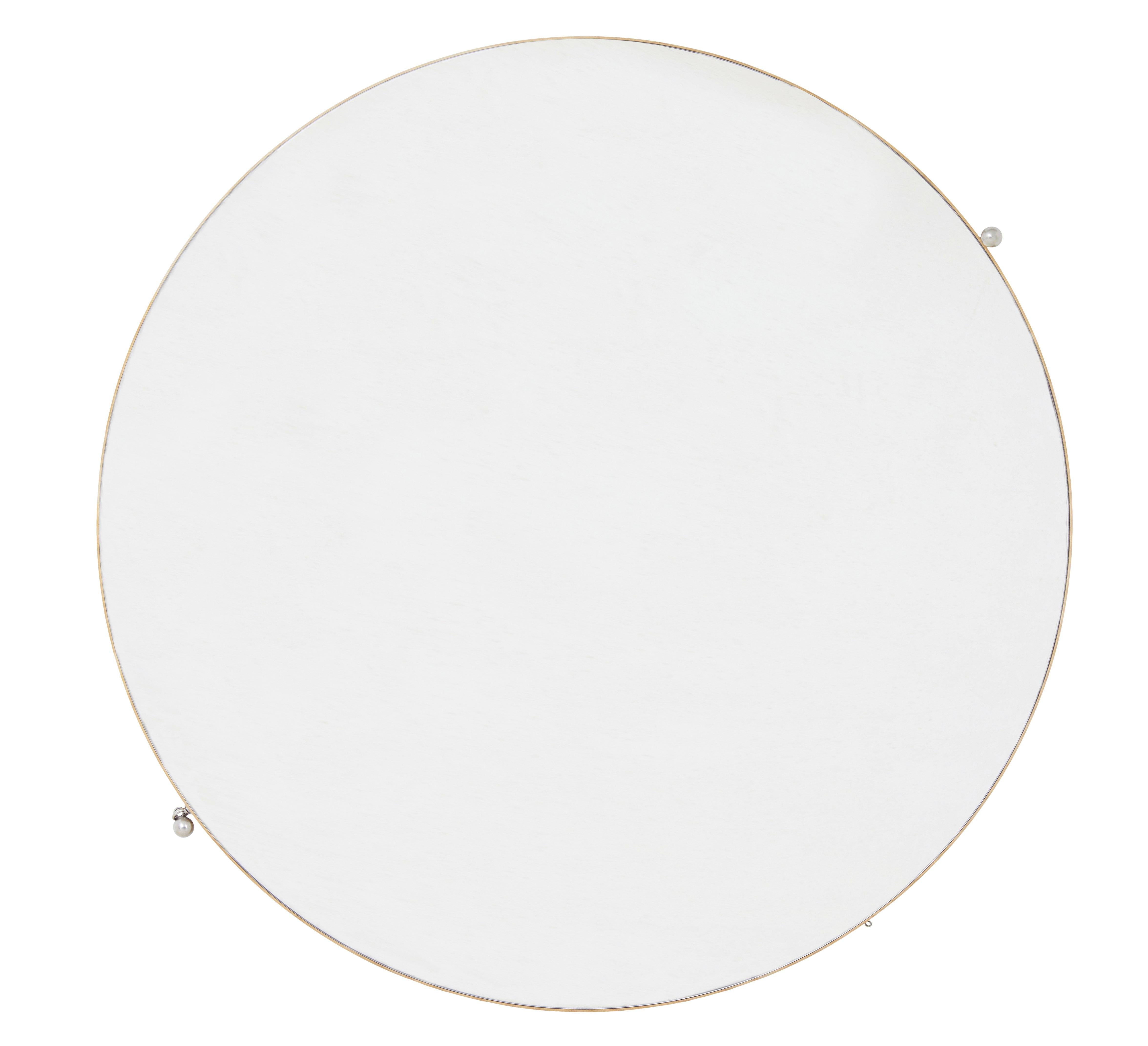 Miroir d'installation circulaire de grandes proportions datant du milieu du siècle dernier, vers 1960.

Nous vous offrons ici une occasion unique de posséder un miroir circulaire suspendu de près de 2,5 mètres de diamètre.

Miroirs double face, I+I