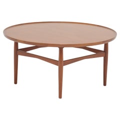 Mid-Century Circular Round Teak Coffee Table, Denmark, 1960s