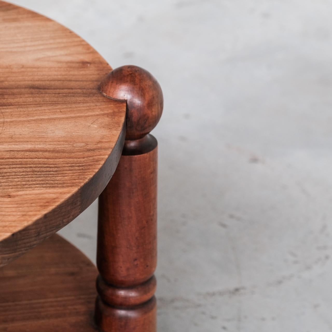 Mid-Century Modern Midcentury Circular Wooden Coffee Table in the Manner of Dudouyt
