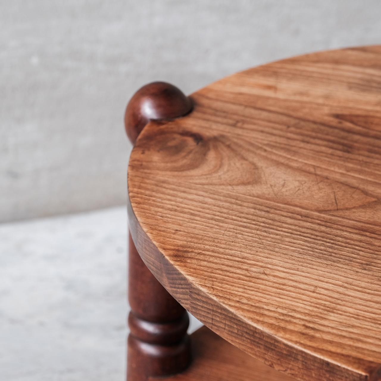 French Midcentury Circular Wooden Coffee Table in the Manner of Dudouyt