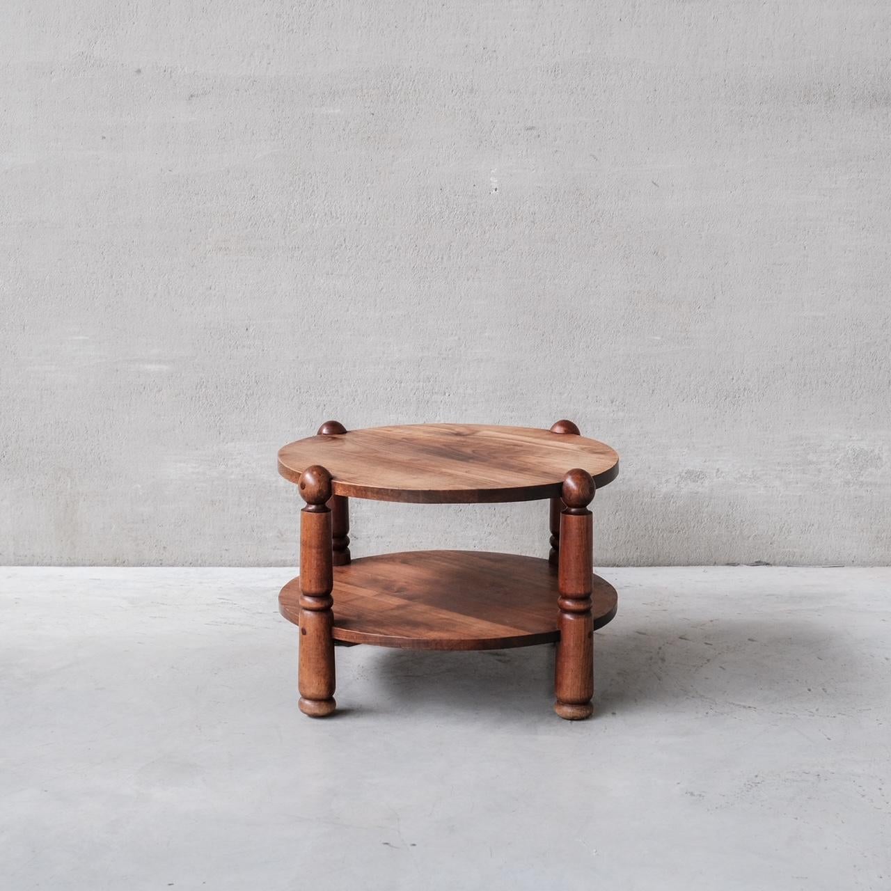 Midcentury Circular Wooden Coffee Table in the Manner of Dudouyt In Good Condition In London, GB