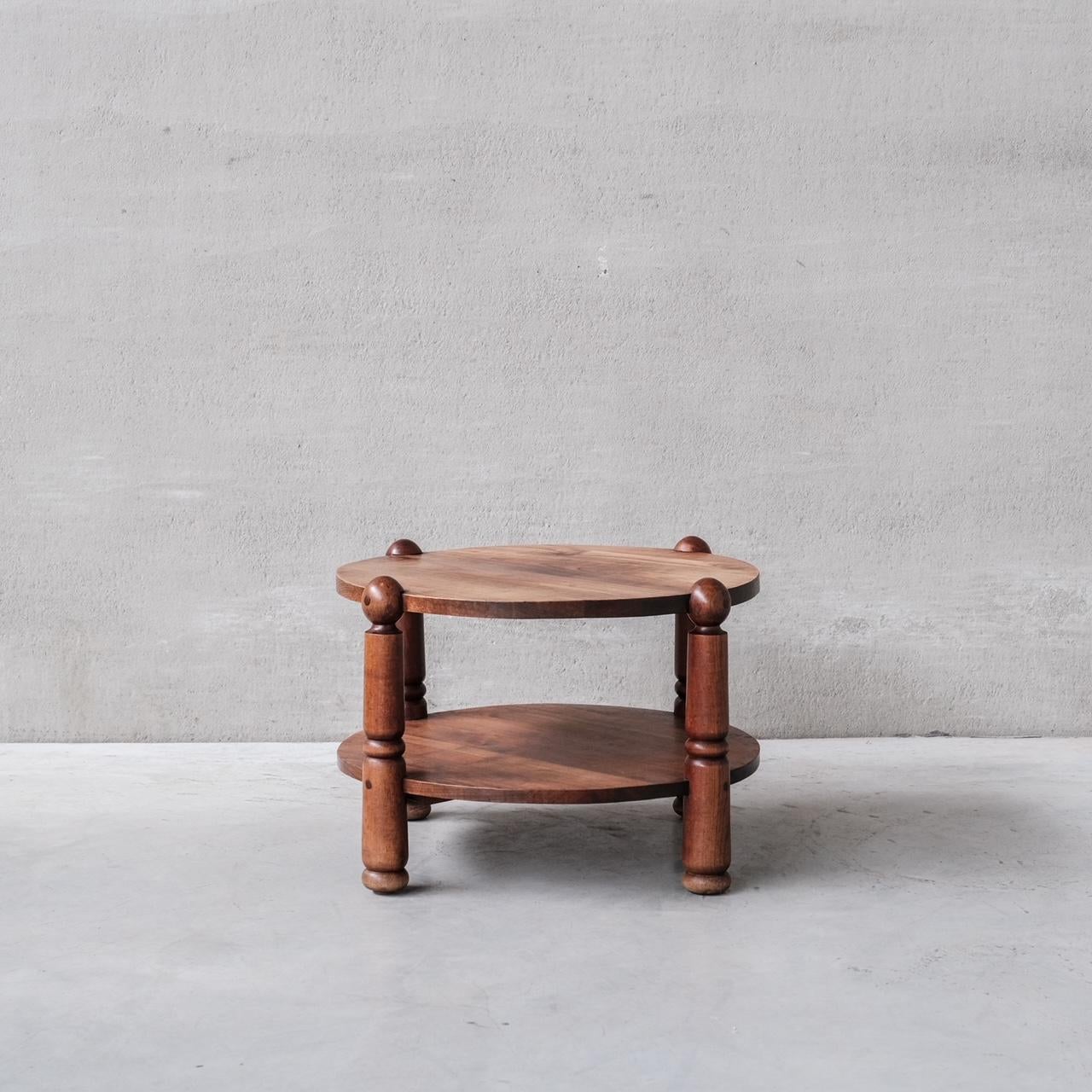 Mid-20th Century Midcentury Circular Wooden Coffee Table in the Manner of Dudouyt