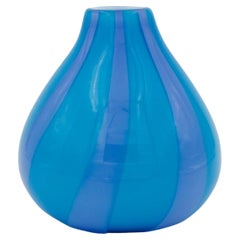Vintage Mid-Century Circus Tent Art Glass Vase in Blue and Lavender