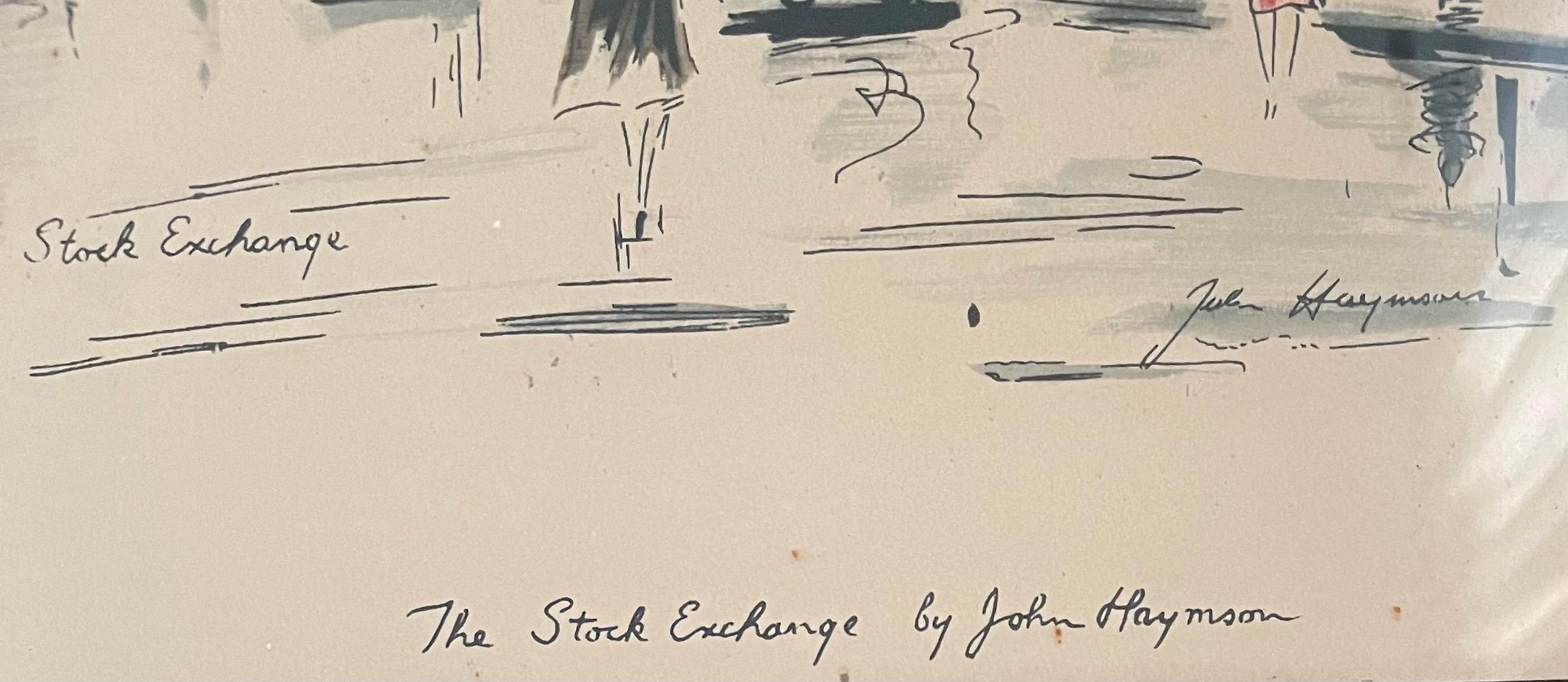 20th Century Mid-Century Cityscape Lithograph of The New York Stock Exchange by John Haymson