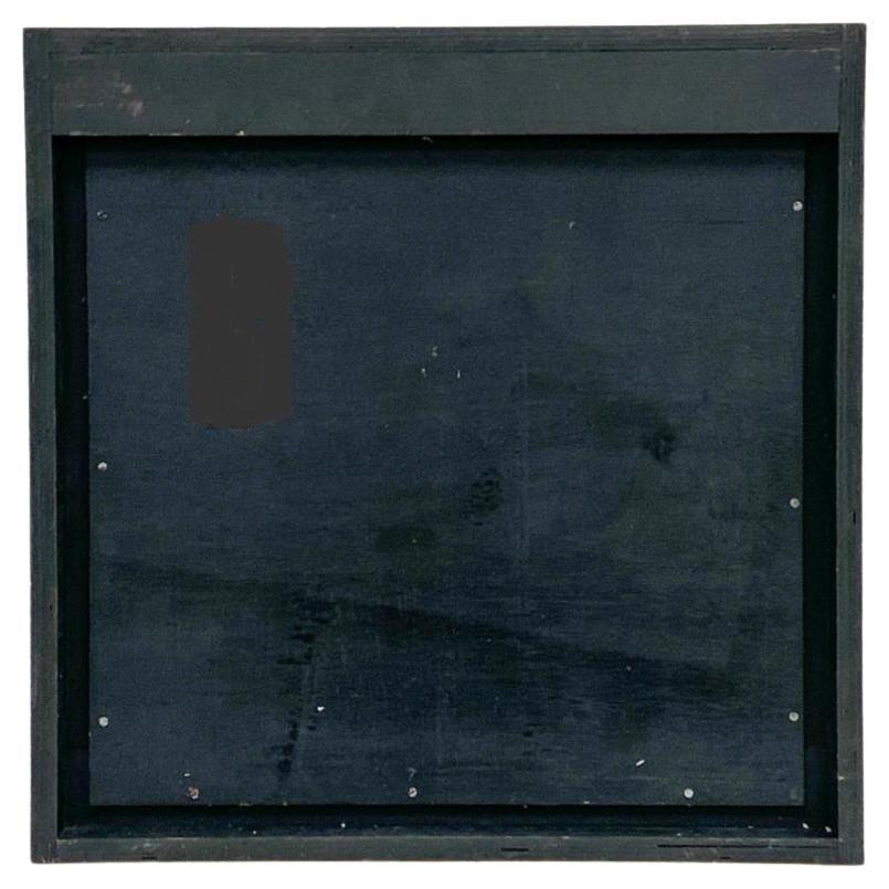 Falegnameria Specchio da parete in ottone cubista con paesaggio urbano di metà secolo in vendita