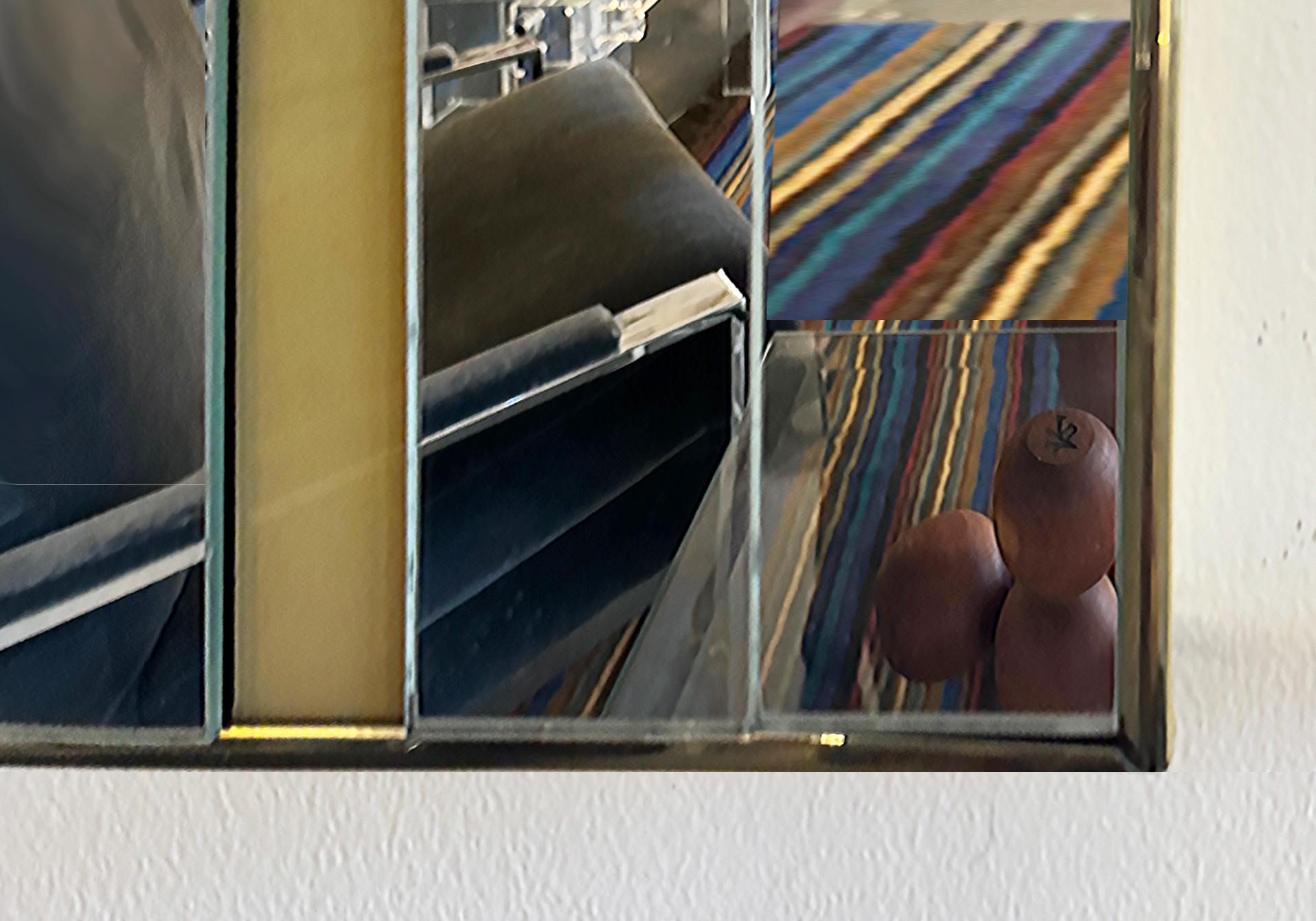 Mid-Century Modern Mid-century Cityscape Wall Mirror Reminiscent of the New York City Twin Towers