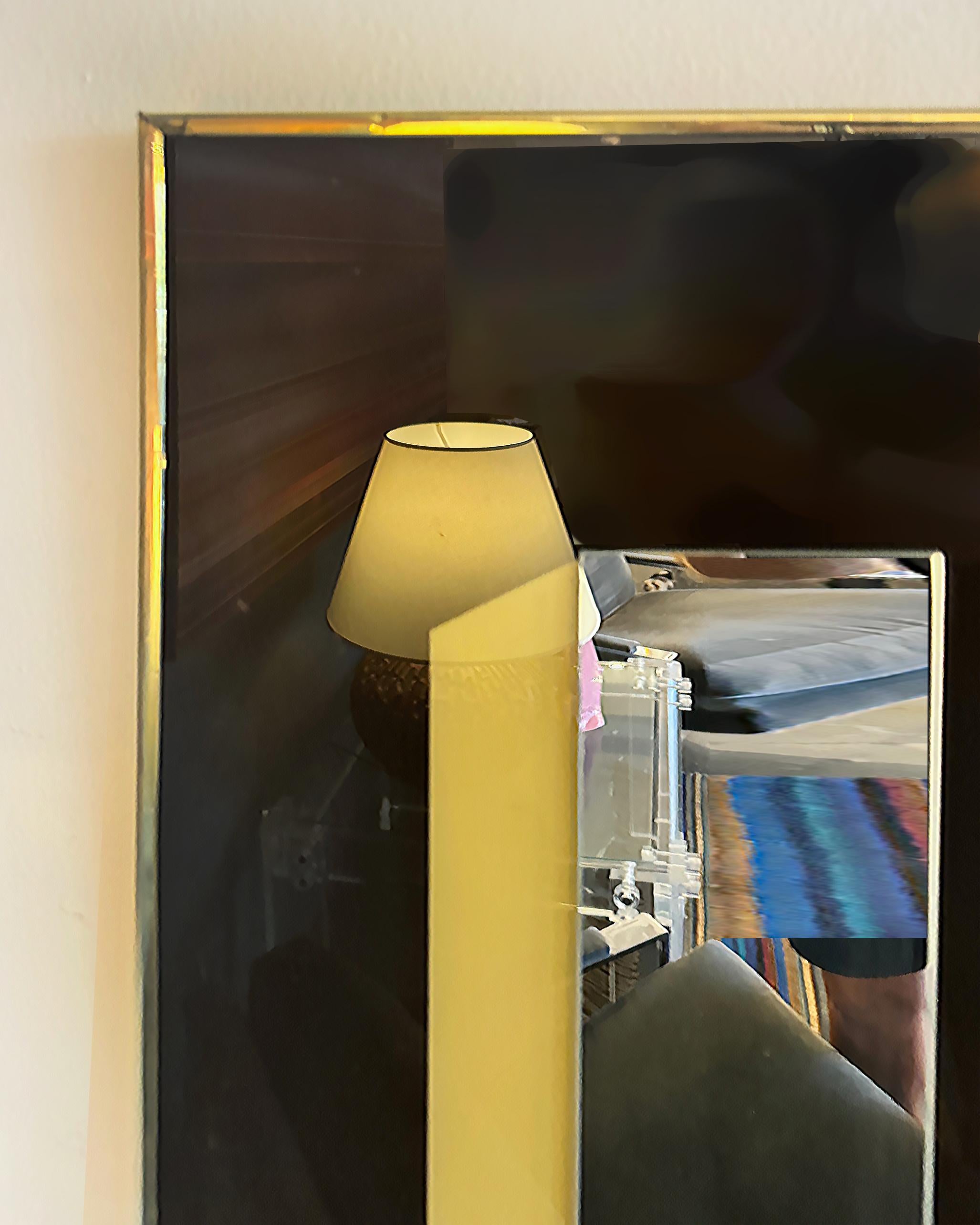 Painted Mid-century Cityscape Wall Mirror Reminiscent of the New York City Twin Towers
