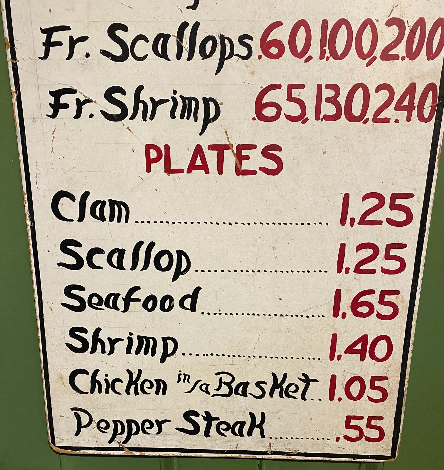 tom's seafood menu