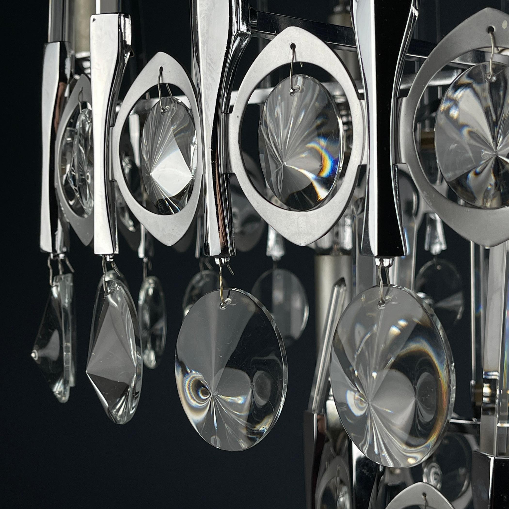 Lampadario in vetro classico di metà secolo di Gaetano Sciolari Italia anni '70 in vendita 3