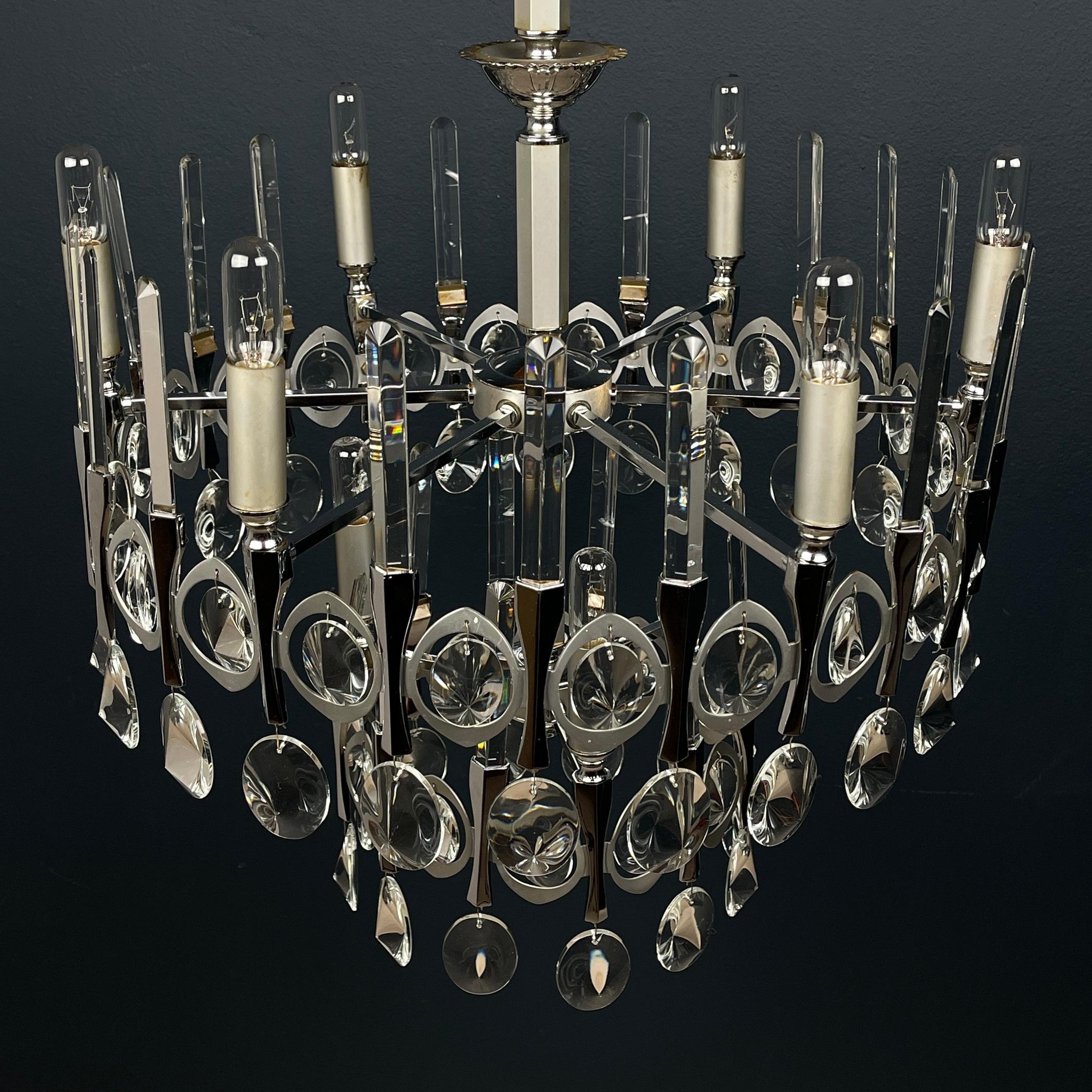 Mid-century classic glass chandelier by Gaetano Sciolari Italy 1970s For Sale 5