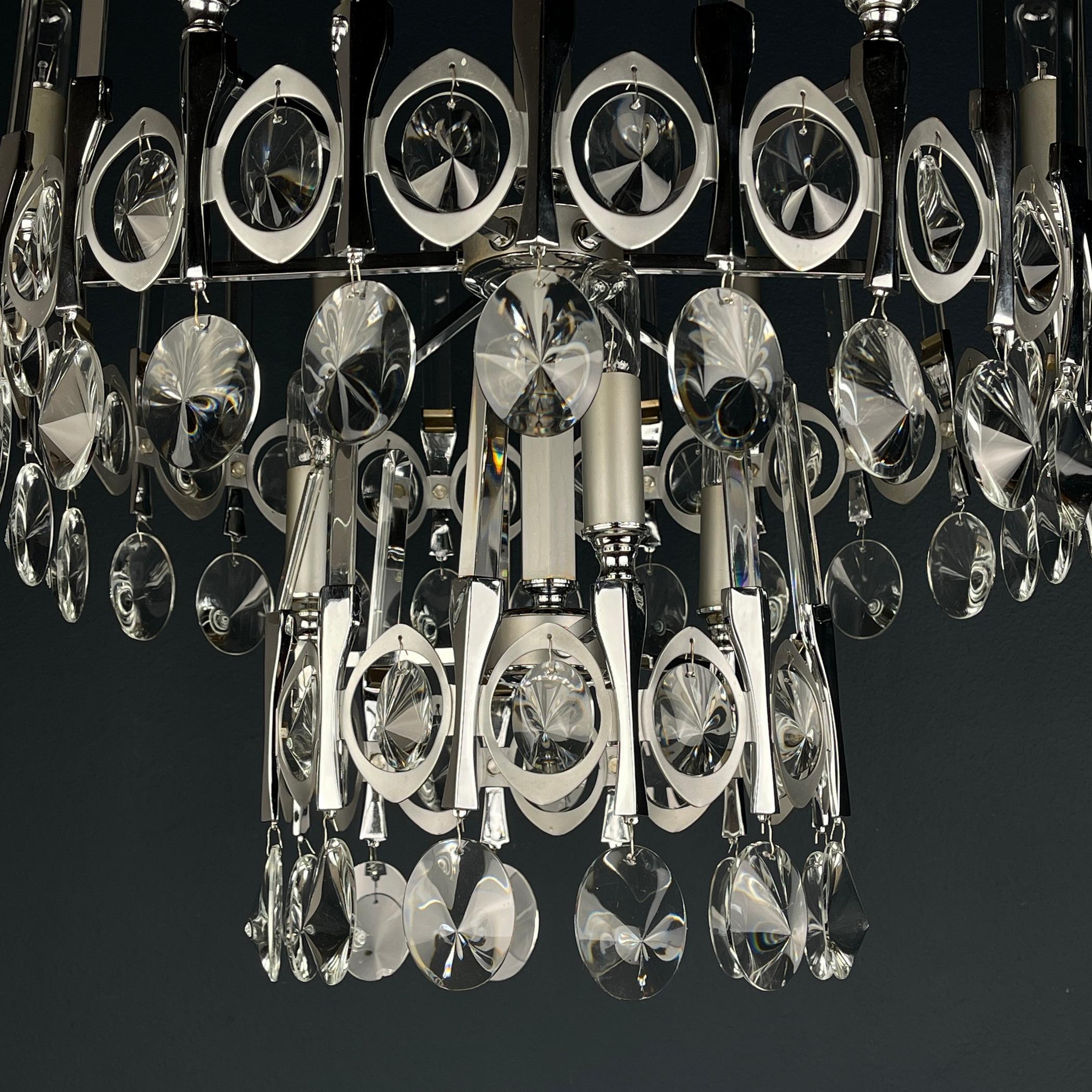 Mid-century classic glass chandelier by Gaetano Sciolari Italy 1970s For Sale 7