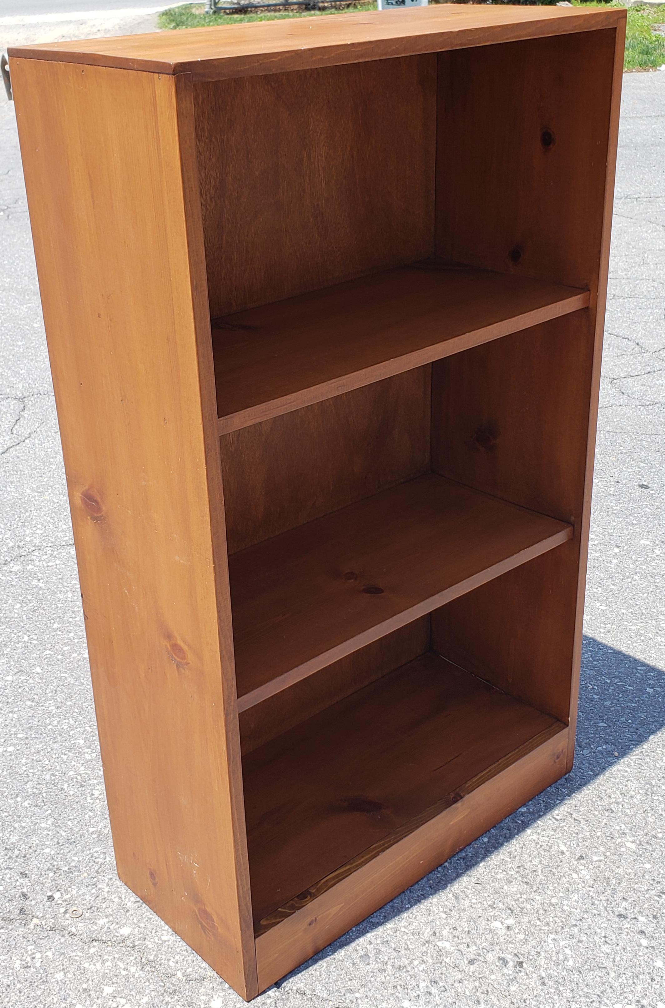 stained pine shelves