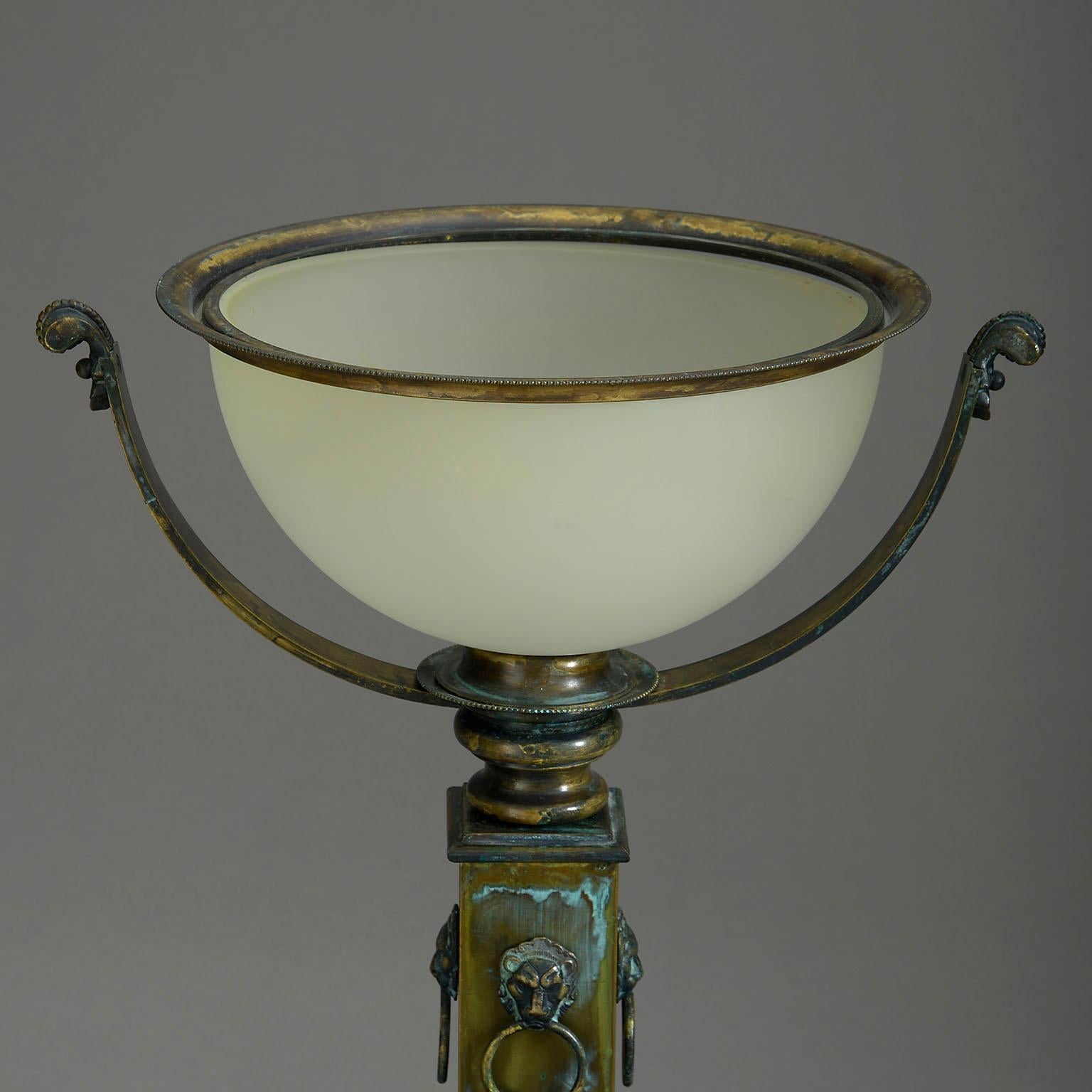Neoclassical Revival Mid-Century Classical Bronzed Dish Light For Sale