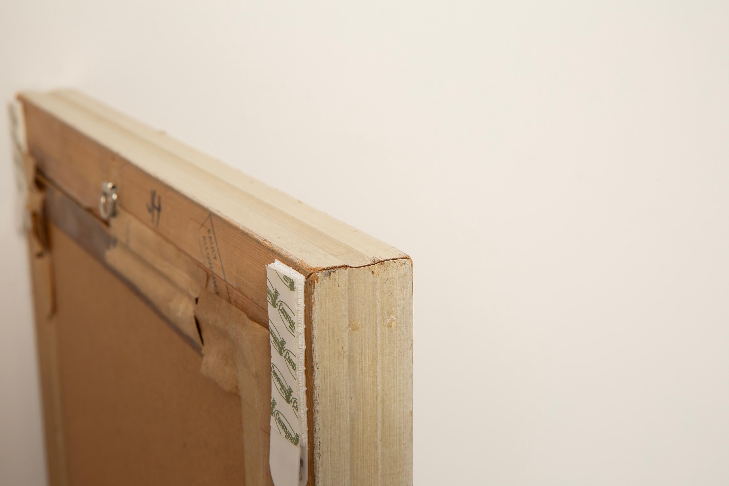 Peinture féminine classique du milieu du siècle, cadre en bois et lin, années 1930 en vente 5