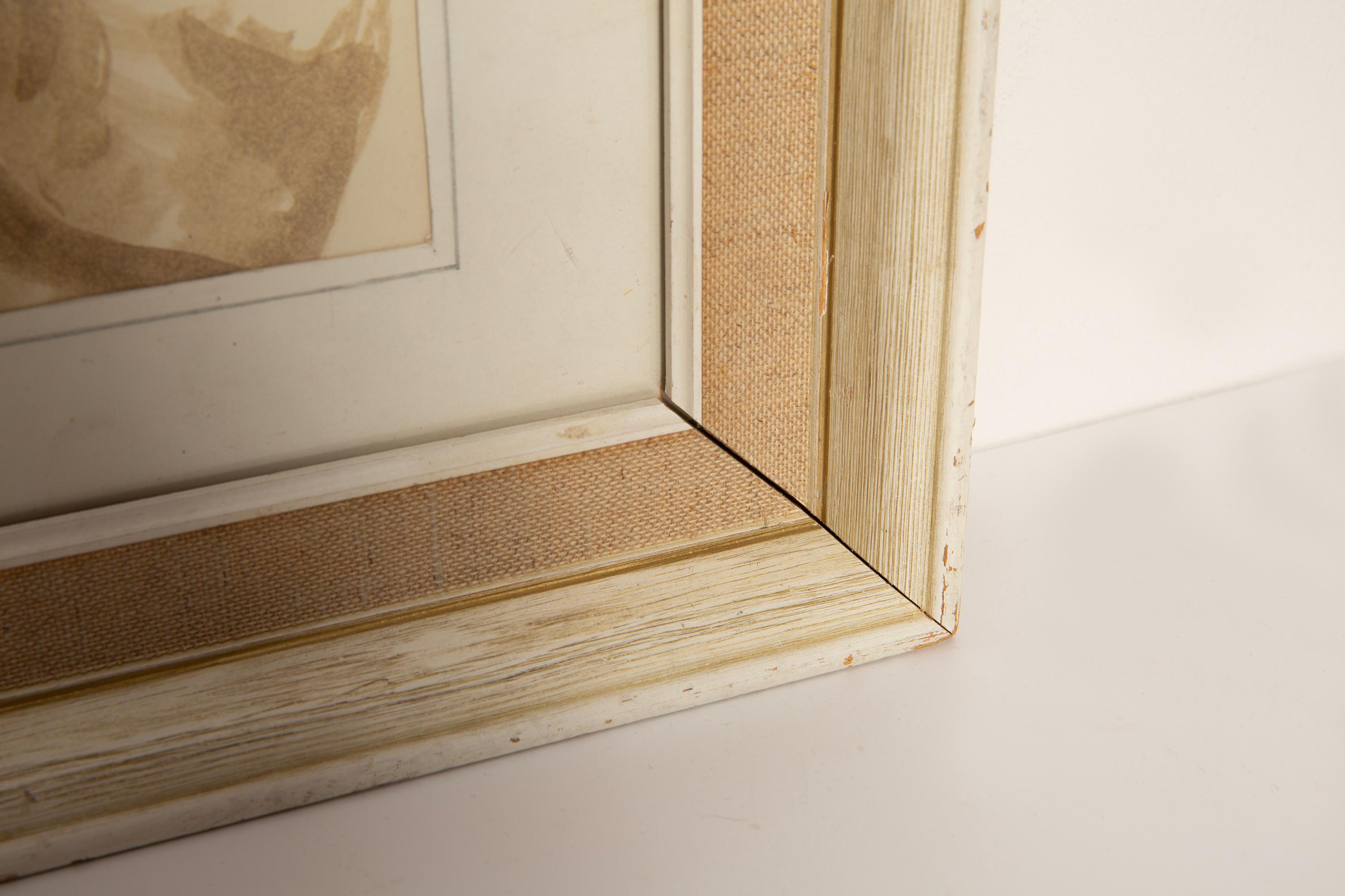 Peinture féminine classique du milieu du siècle, cadre en bois et lin, années 1930 en vente 1