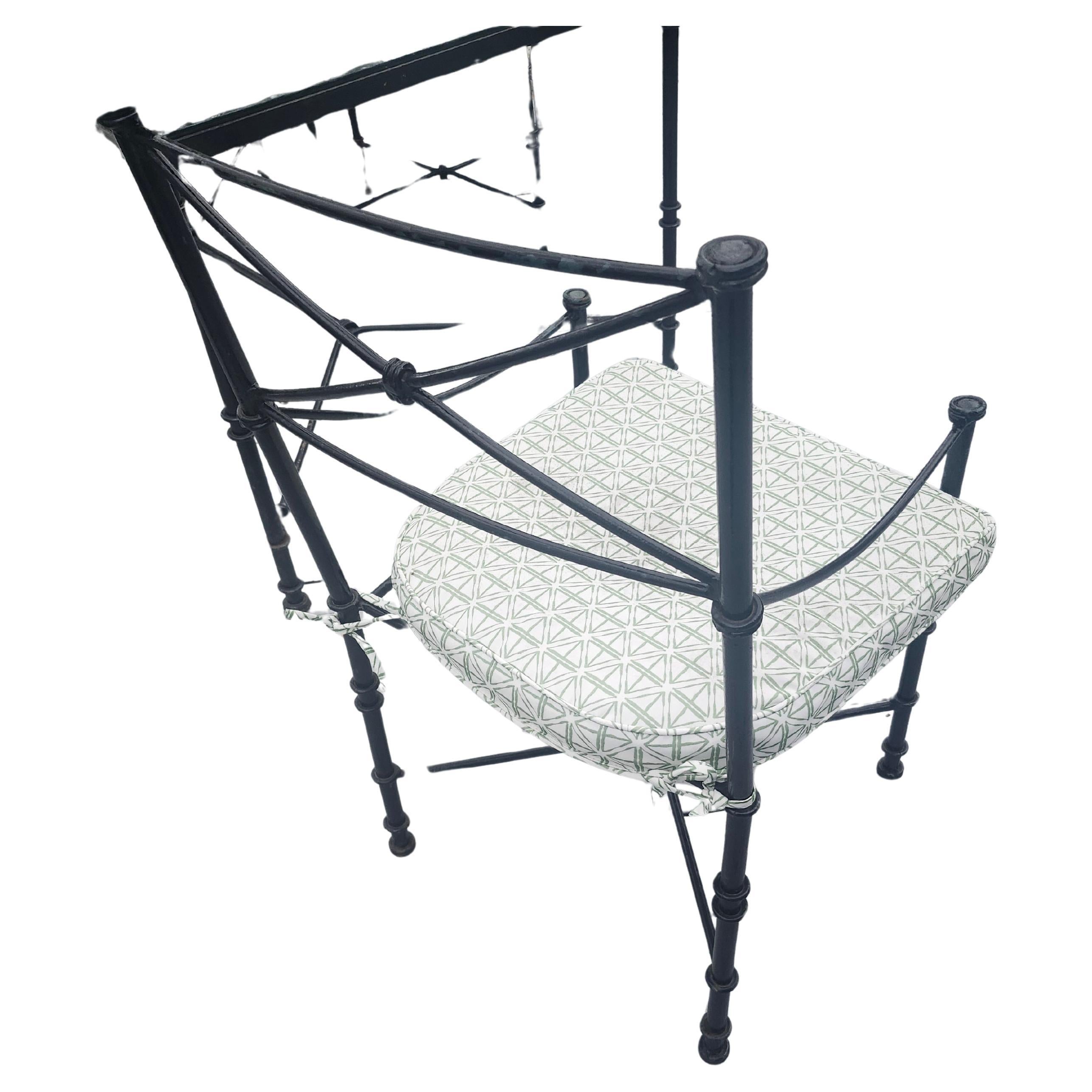 American Mid Century Classical Roman Outdoor Patio Garden Set Glass Top Table 4 Chairs For Sale