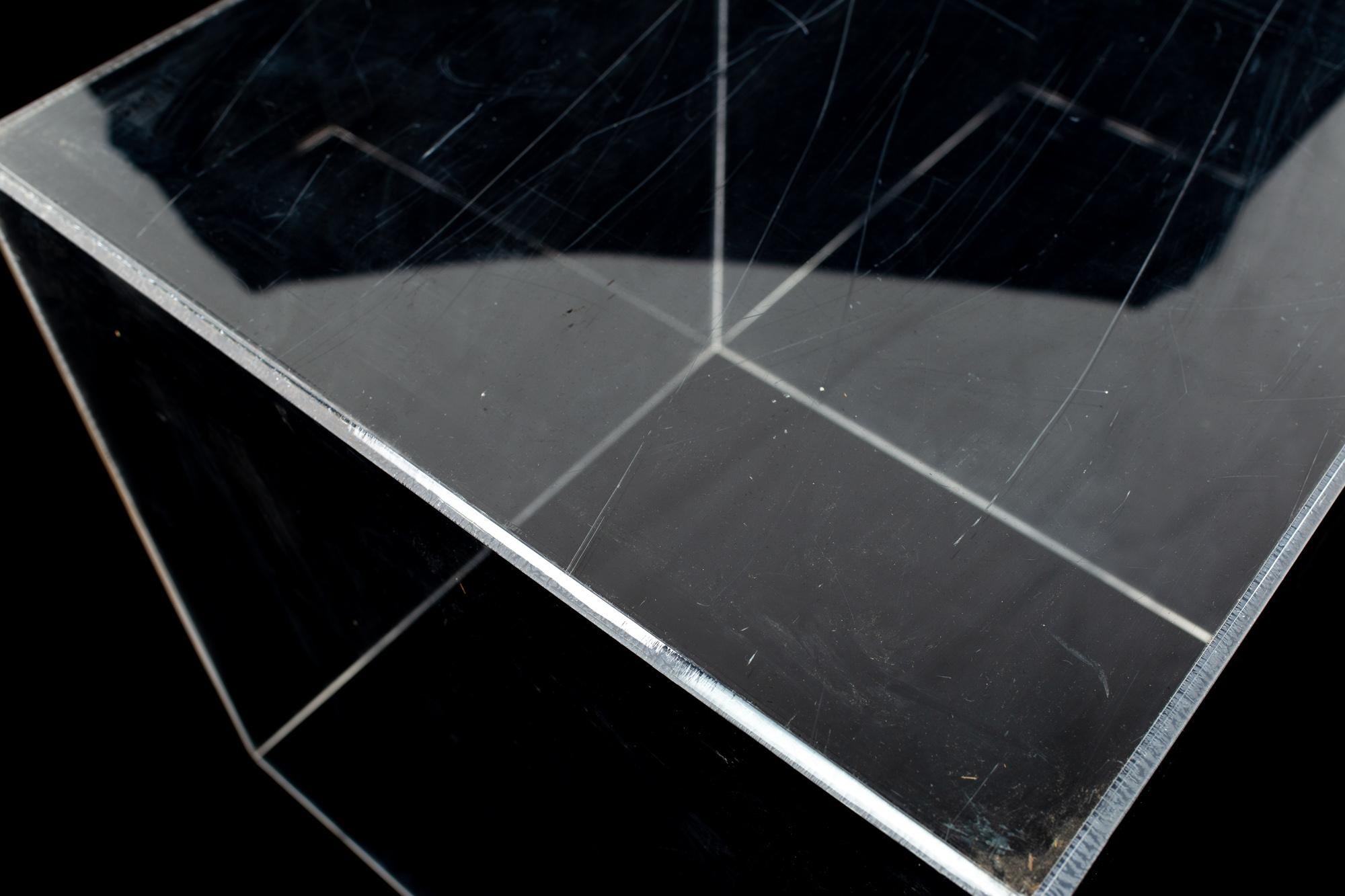 Mid-Century Modern Mid-Century Clear Acrylic Cube Side Table For Sale