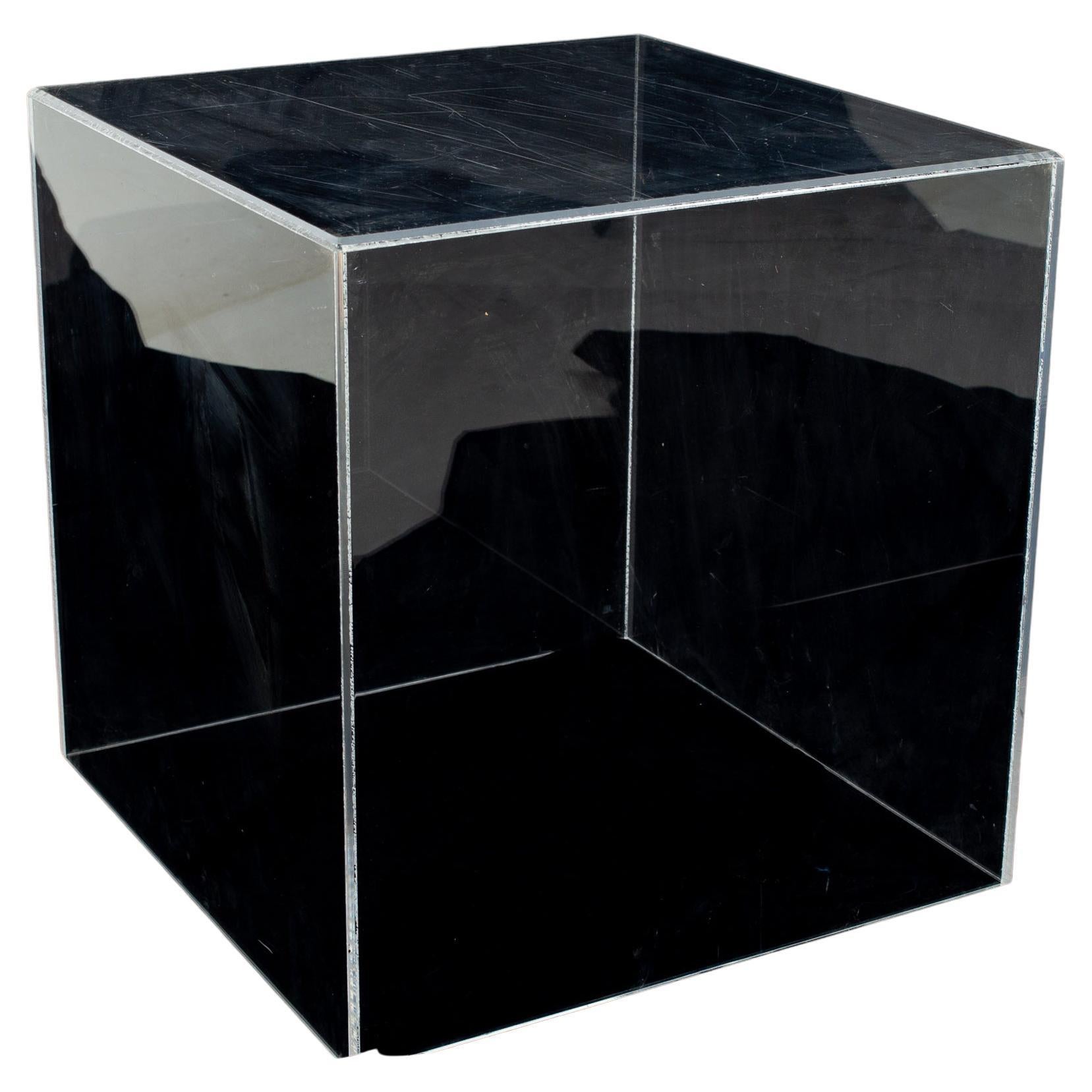 Mid-Century Clear Acrylic Cube Side Table