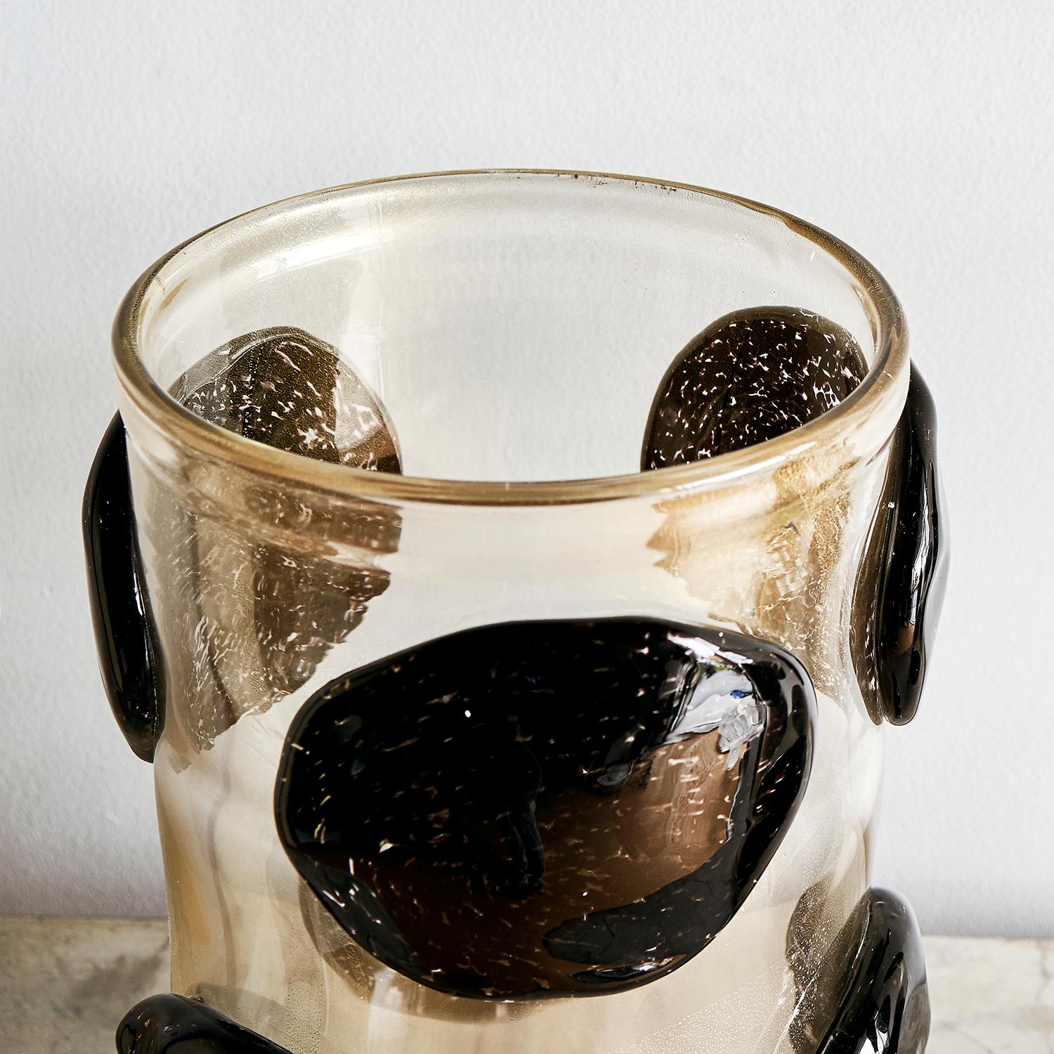 20th Century Italian Clear and Black Murano Glass Vases In Good Condition In West Palm Beach, FL