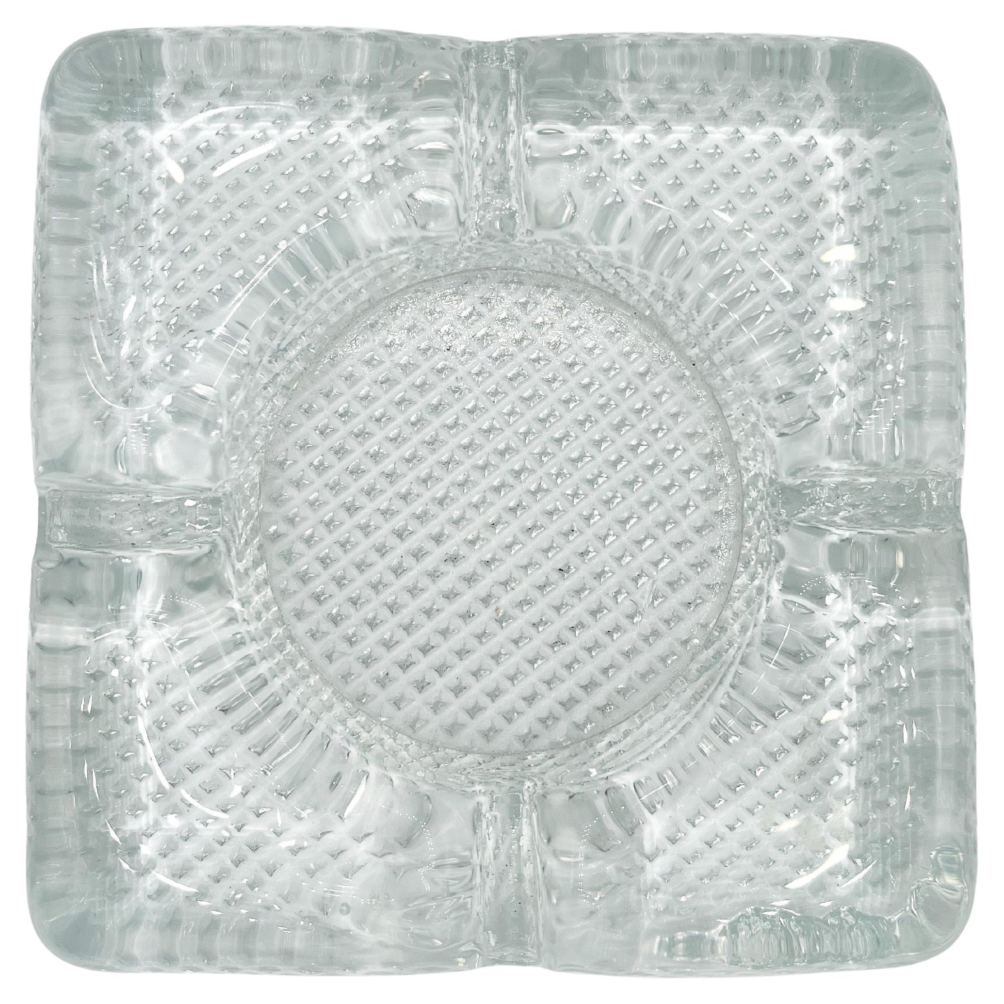 Cenicero Mid Century Clear Crystal Heavy  1960's