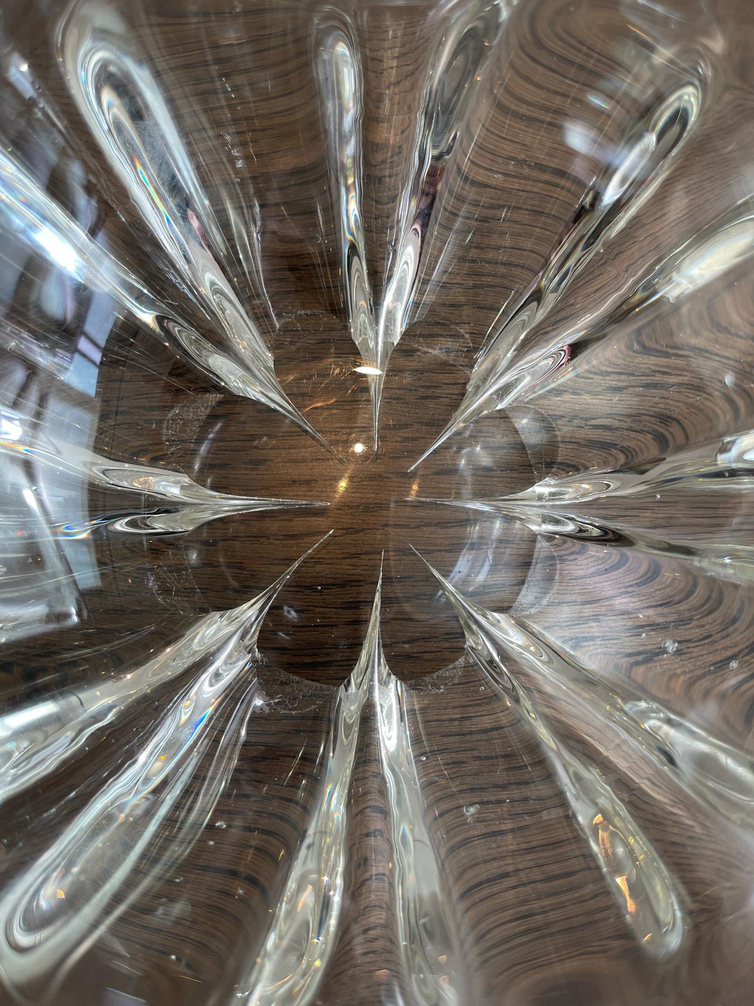 Polished Mid-Century Clear Crystal Vide Poche Dish Bowl Attr Daum France