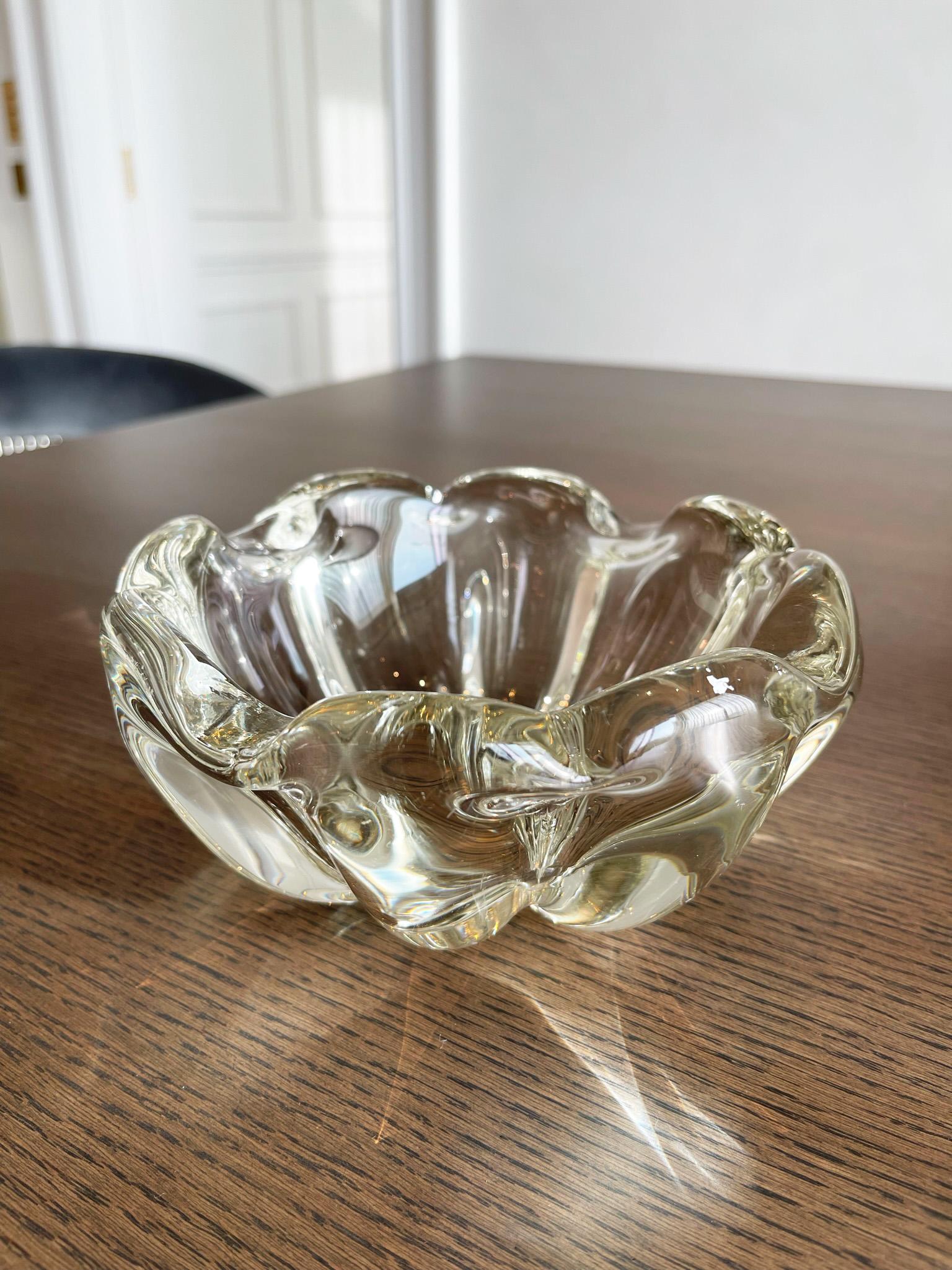 Mid-20th Century Mid-Century Clear Crystal Vide Poche Dish Bowl Attr Daum France