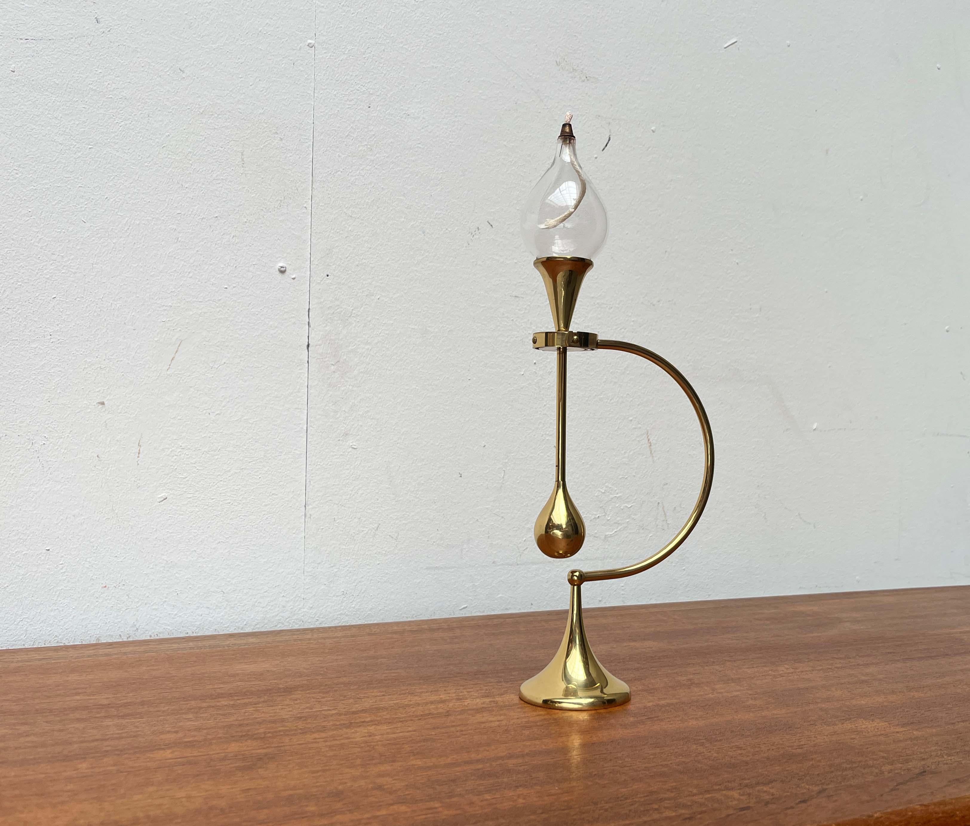 Mid-Century moderno Lampada a olio o portacandele a gocce trasparenti di Freddie Andersen, 1960 in vendita
