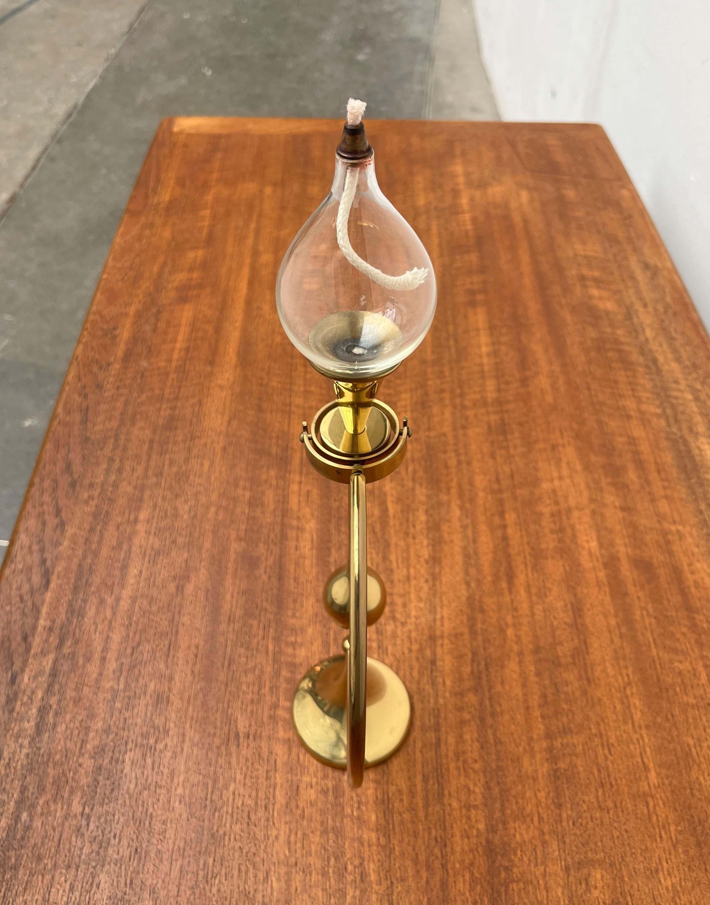 Ottone Lampada a olio o portacandele a gocce trasparenti di Freddie Andersen, 1960 in vendita