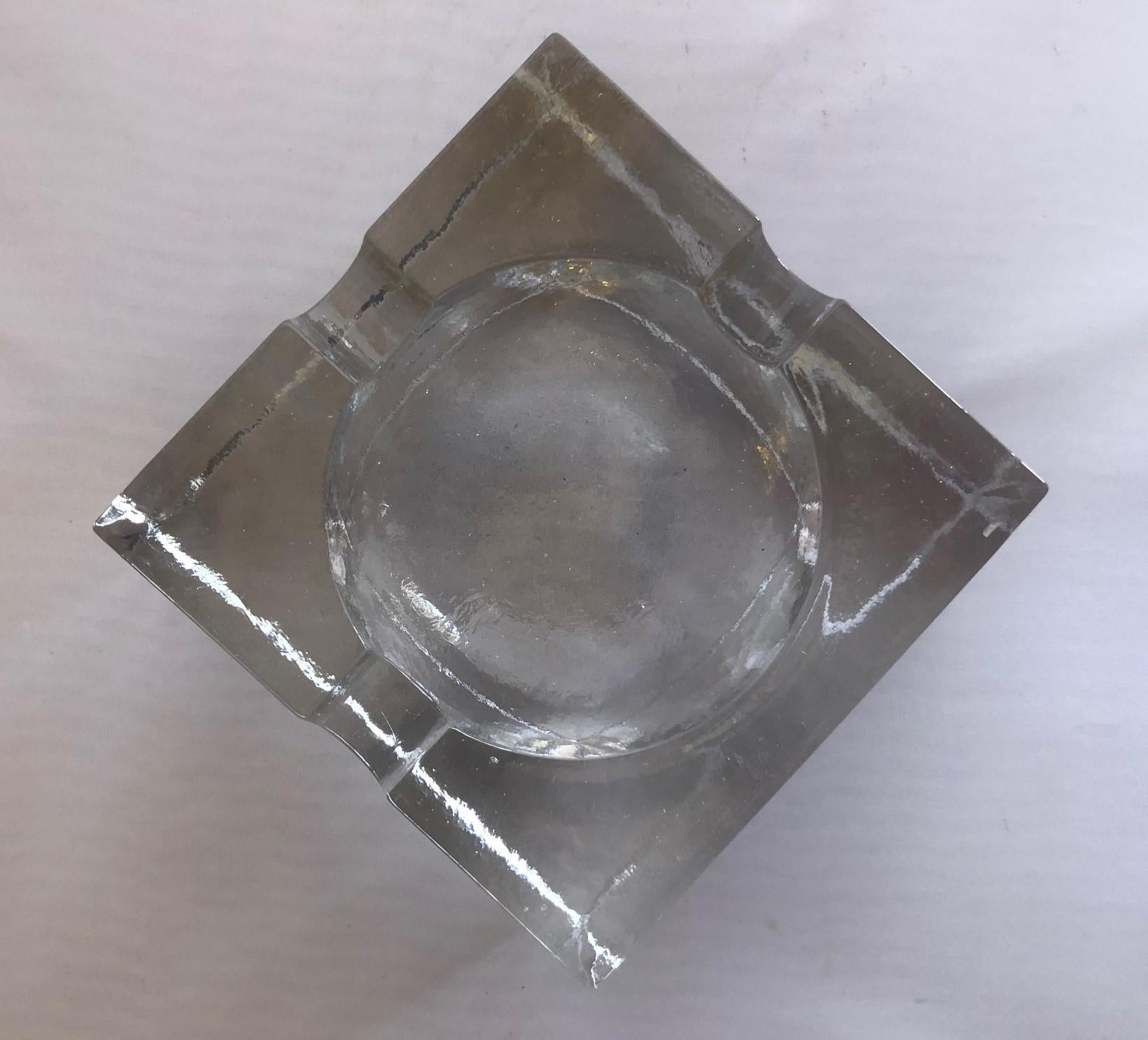 Midcentury Clear Glass Ashtray by Blenko In Good Condition In San Diego, CA