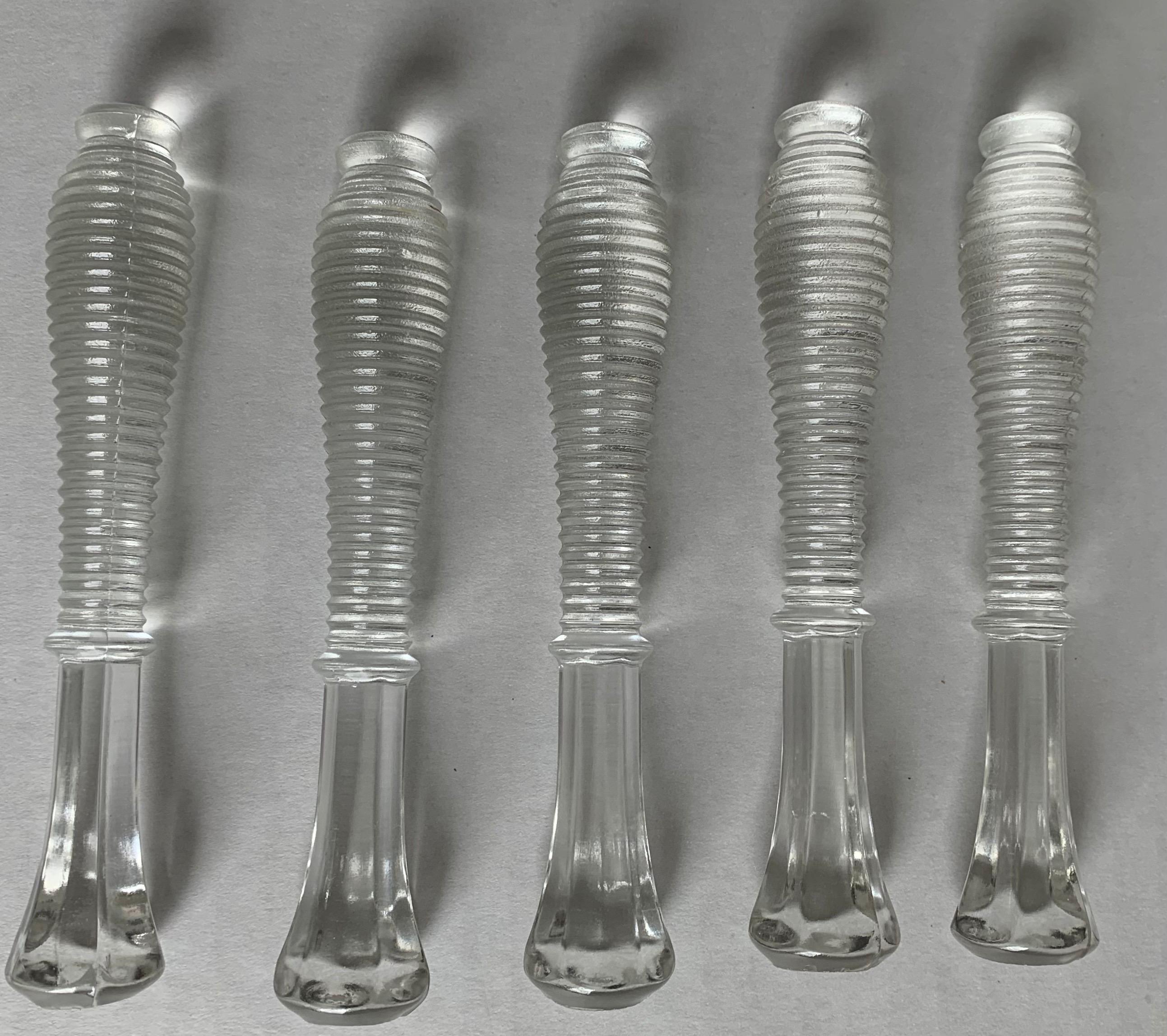 Américain Set de 5 pilons à cocktail en verre transparent du milieu du siècle dernier en vente