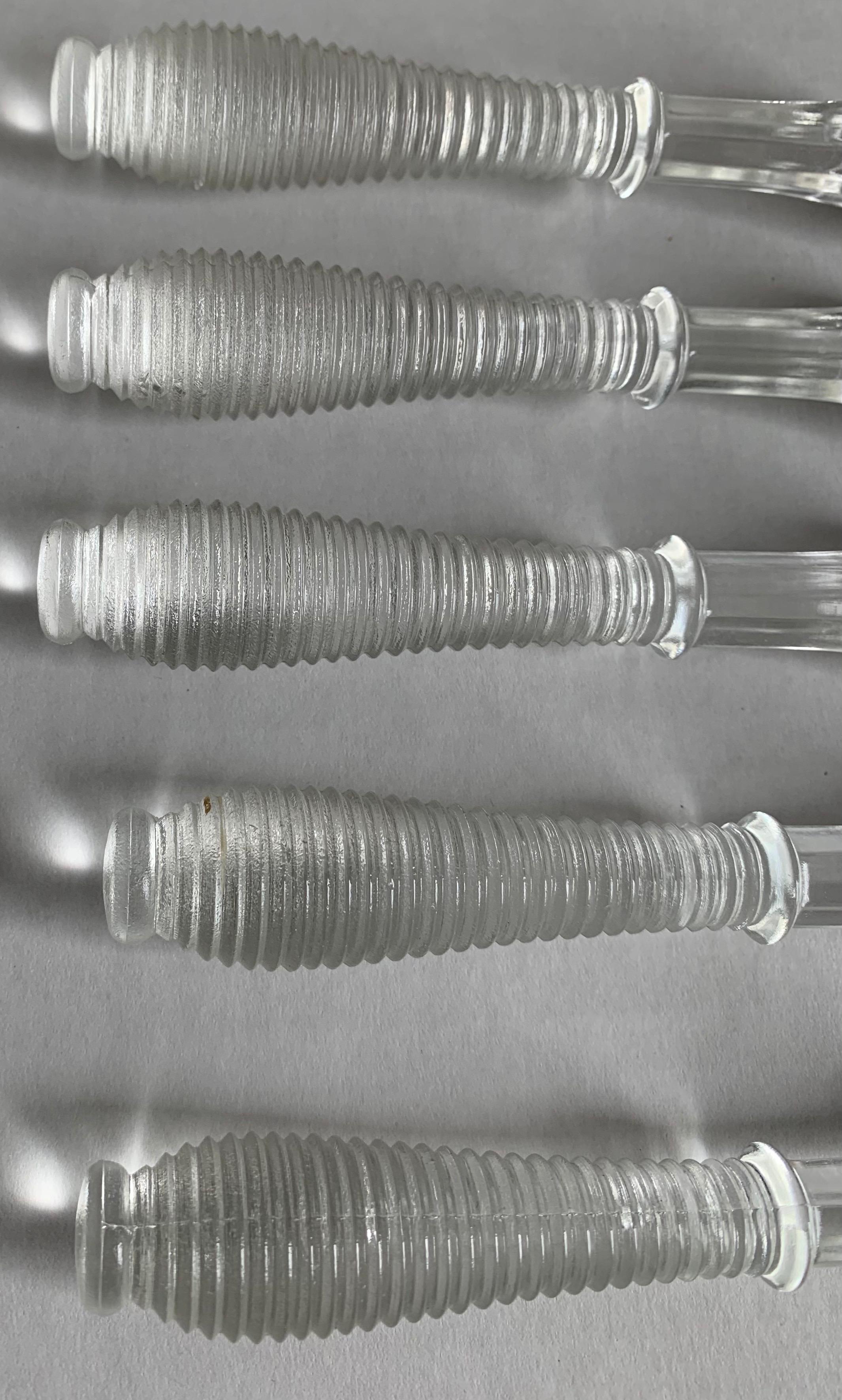 Milieu du XXe siècle Set de 5 pilons à cocktail en verre transparent du milieu du siècle dernier en vente