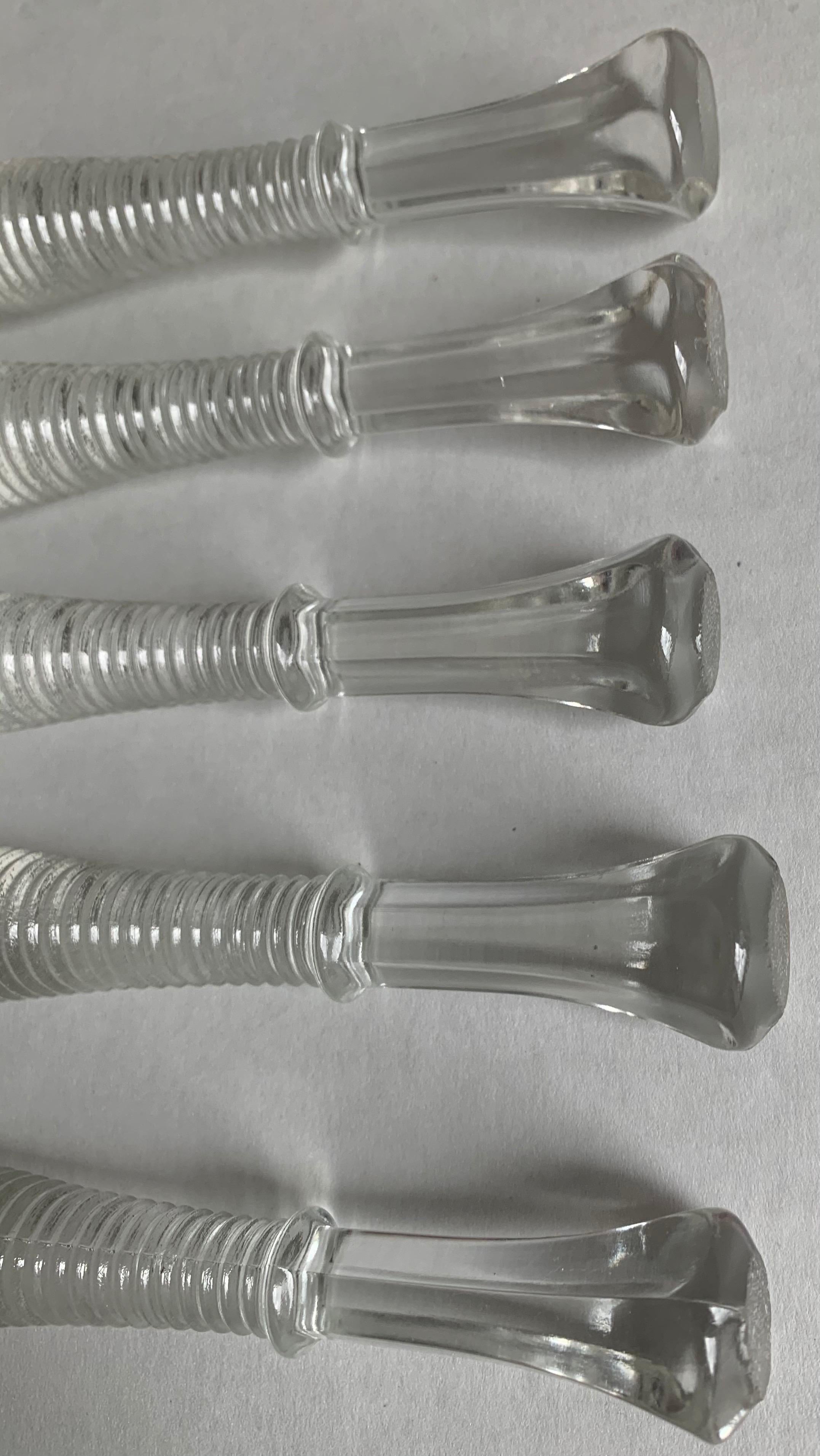 American Mid-Century Clear Glass Cocktail Muddlers Set of 5 For Sale