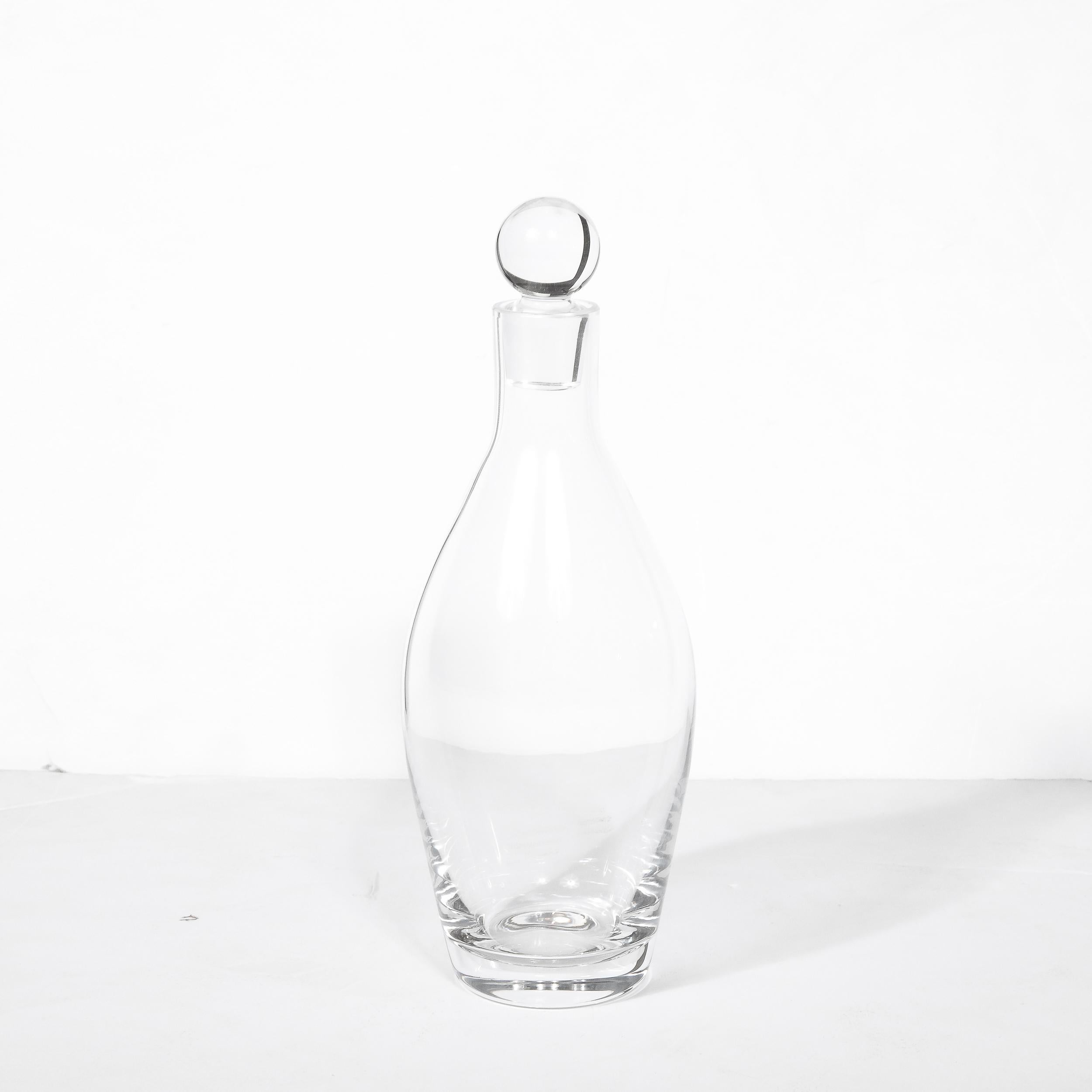 Mid-Century Clear Glass Decanter Signed Eugene Von Boch for Villeroy & Boch In Excellent Condition For Sale In New York, NY