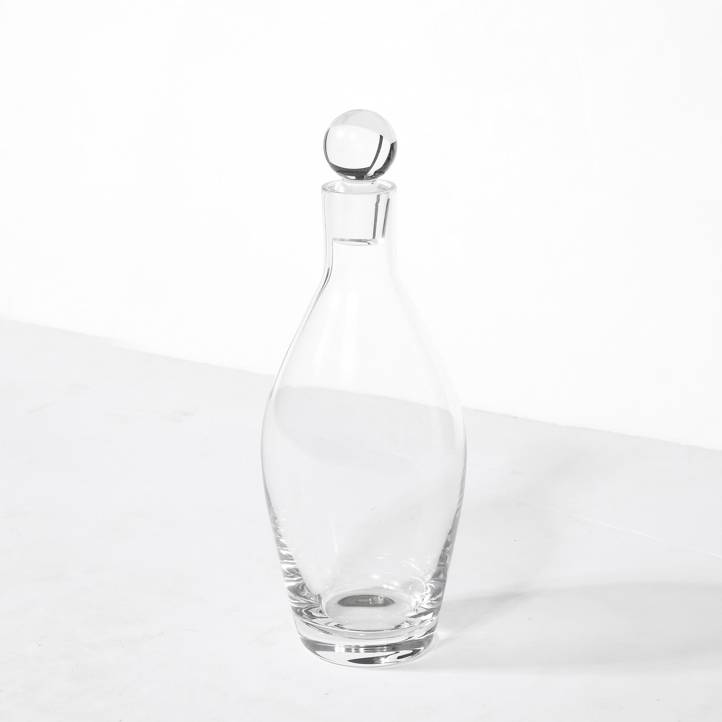 20th Century Mid-Century Clear Glass Decanter Signed Eugene Von Boch for Villeroy & Boch For Sale