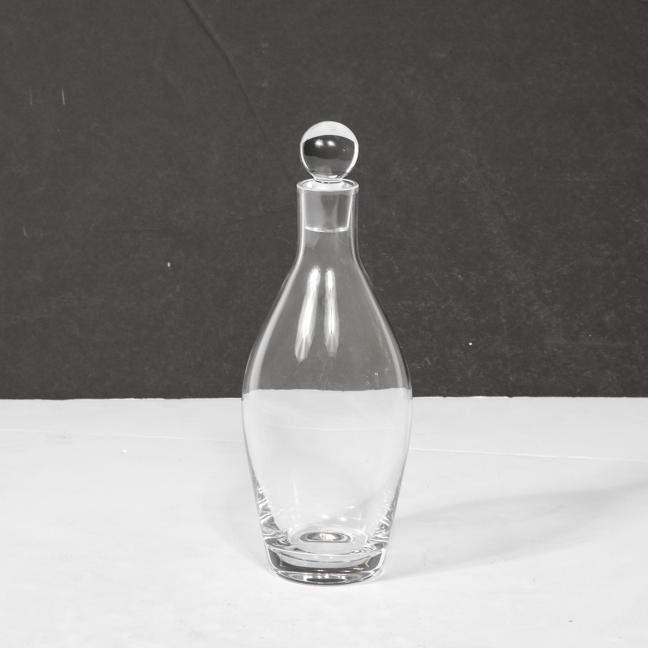 Mid-Century Clear Glass Decanter Signed Eugene Von Boch for Villeroy & Boch For Sale 1