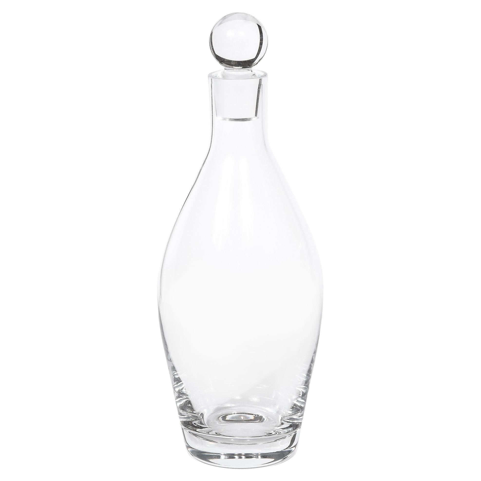 Mid-Century Clear Glass Decanter Signed Eugene Von Boch for Villeroy & Boch