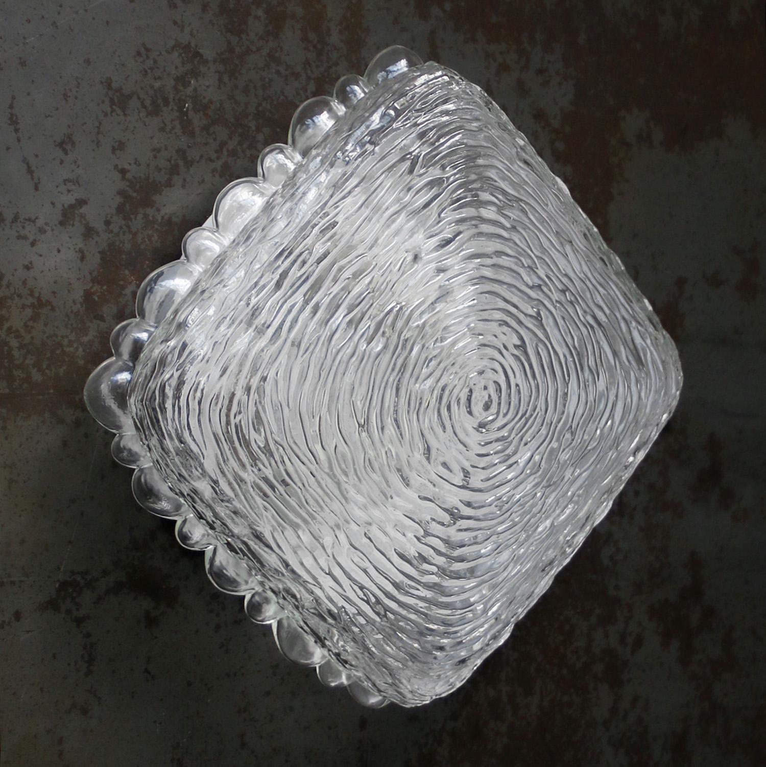 20ième siècle Appliques à encastrer en verre clair du milieu du siècle par Helena Tynell, Glashütte Limburg en vente
