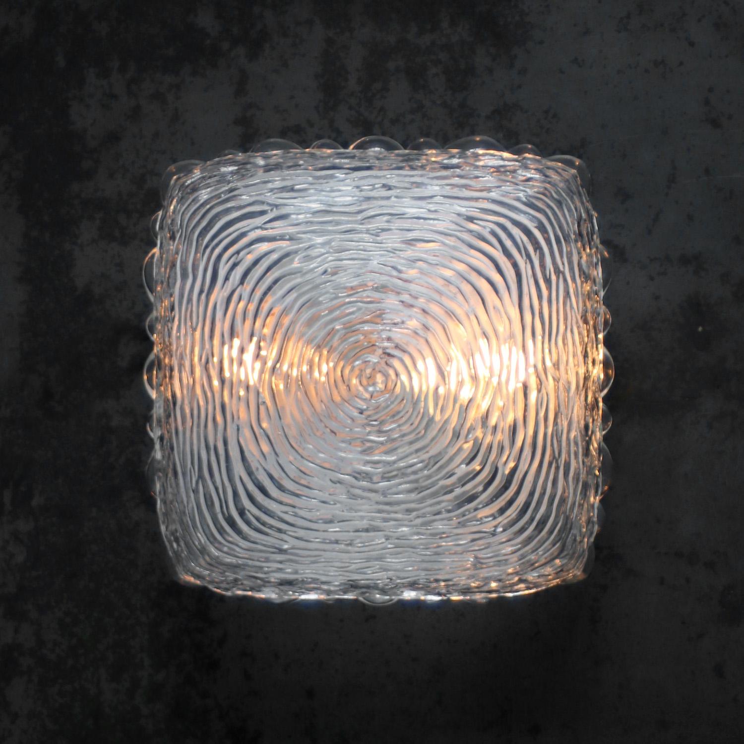 Métal Appliques à encastrer en verre clair du milieu du siècle par Helena Tynell, Glashütte Limburg en vente