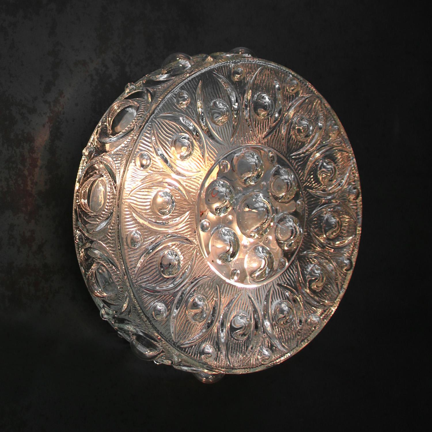Mid-Century Modern Appliques en verre clair du milieu du siècle Montures affleurantes en vente