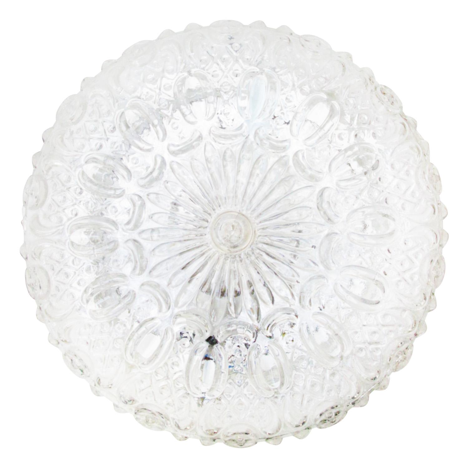 20th Century Mid-Century Clear Glass Scones Flush mount By Helena Tynell, Glashütte Limburg For Sale