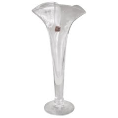 Vintage Midcentury Clear Glass Trumpet Vase by Blenko
