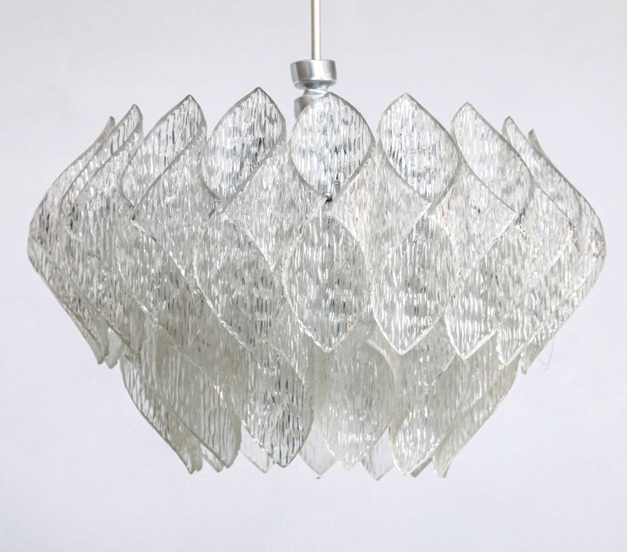 Mid-Century Modern Midcentury Clear Iced Lucite 2 Tiers Chandelier For Sale